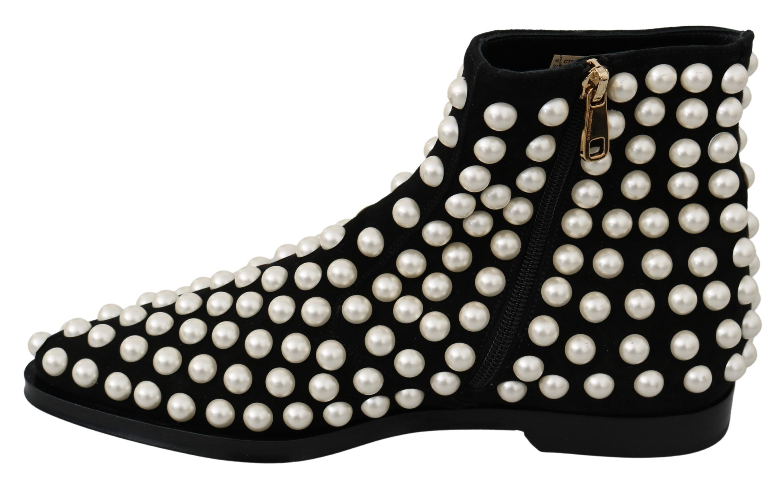 Dolce &amp; Gabbana Chic Bottines en daim noir avec perles