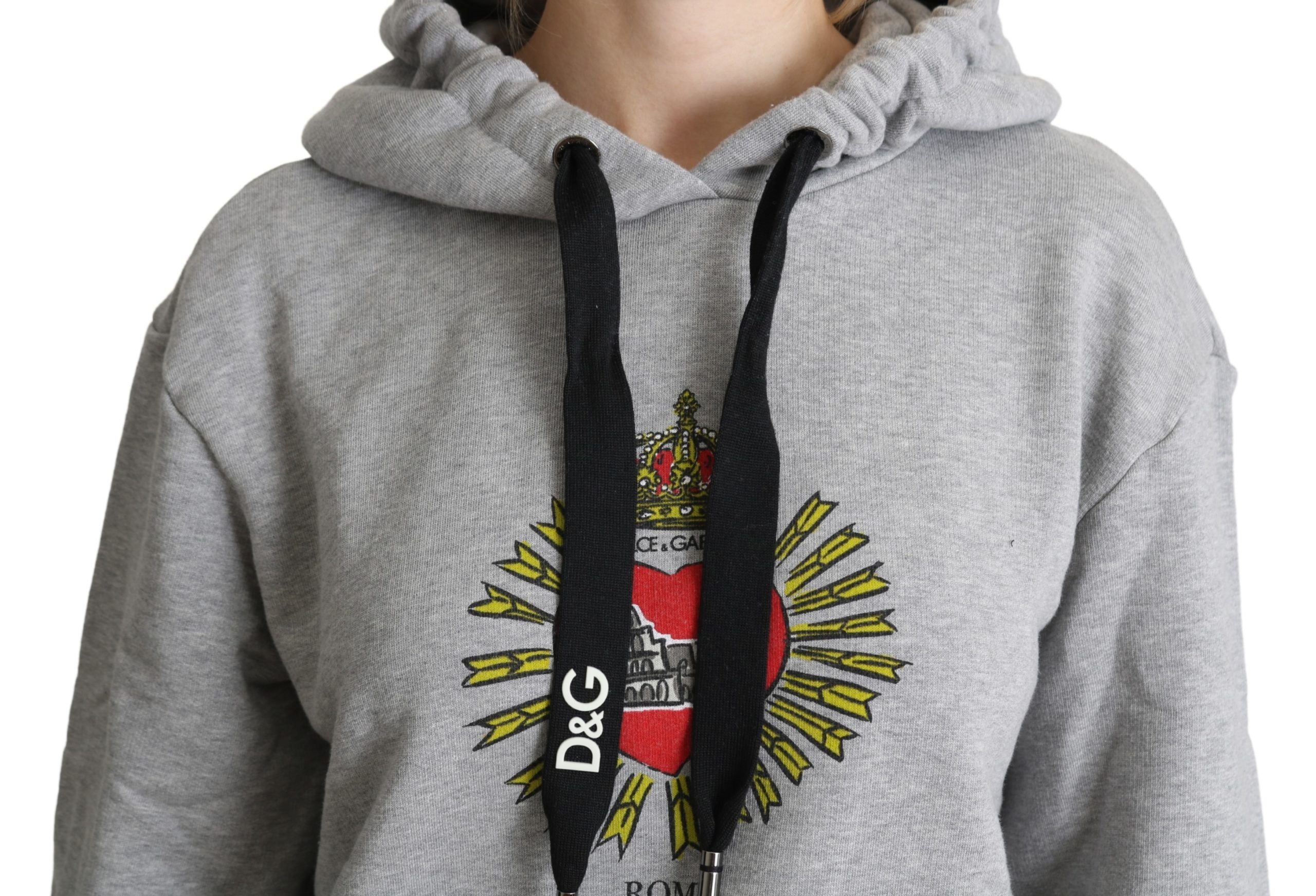 Dolce &amp; Gabbana Pull à capuche en coton gris exclusif