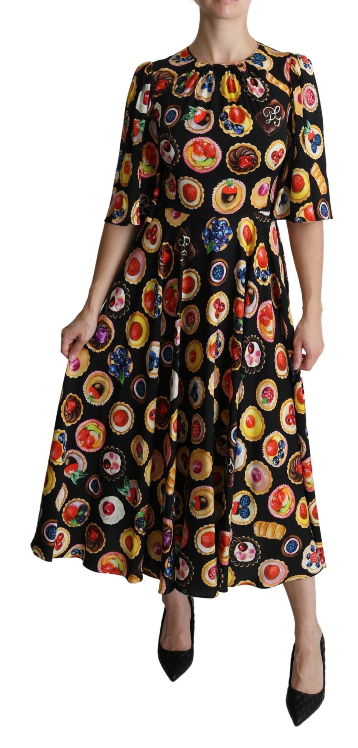 Dolce &amp; Gabbana Chic - Robe longue multicolore à imprimé desserts