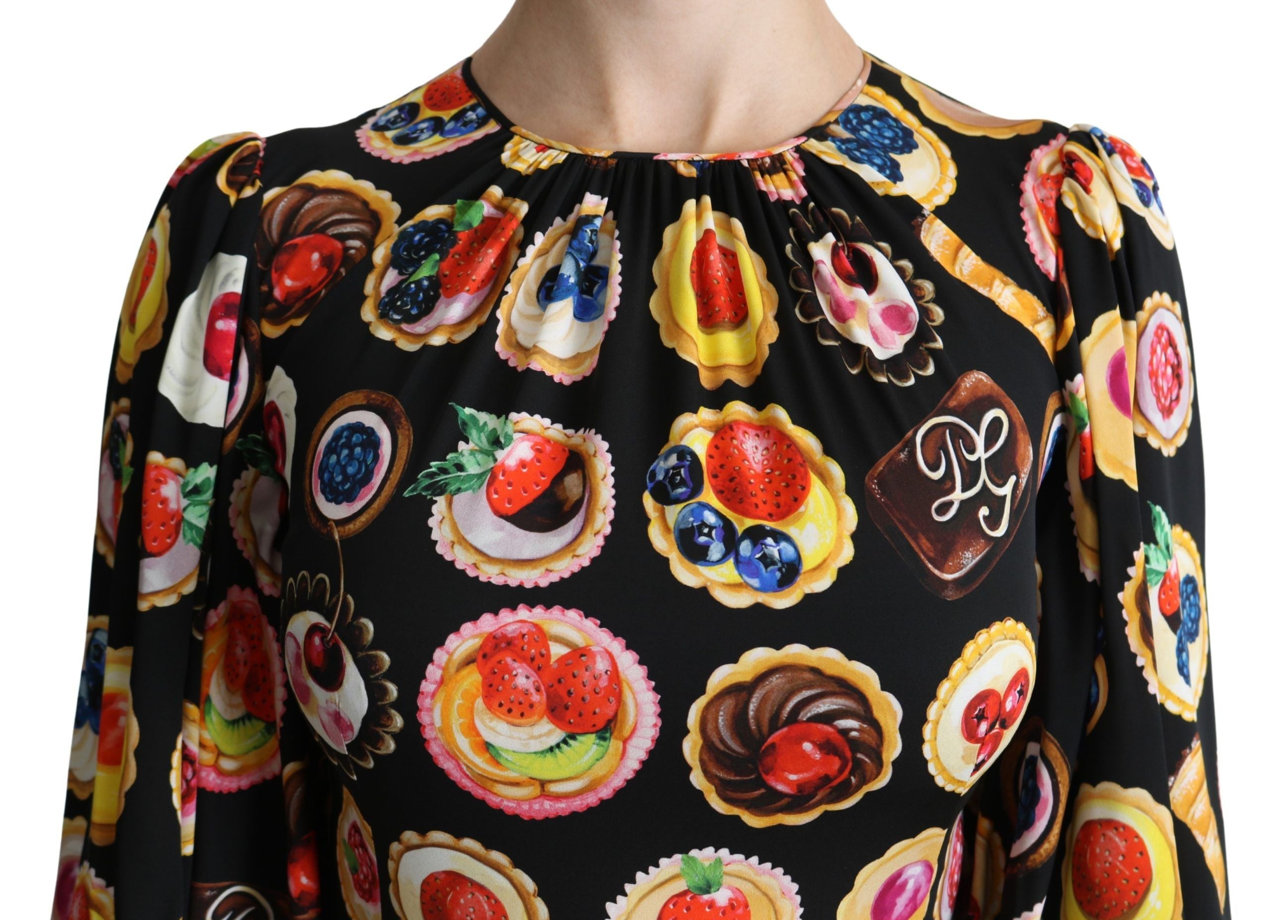 Dolce &amp; Gabbana Chic - Robe longue multicolore à imprimé desserts