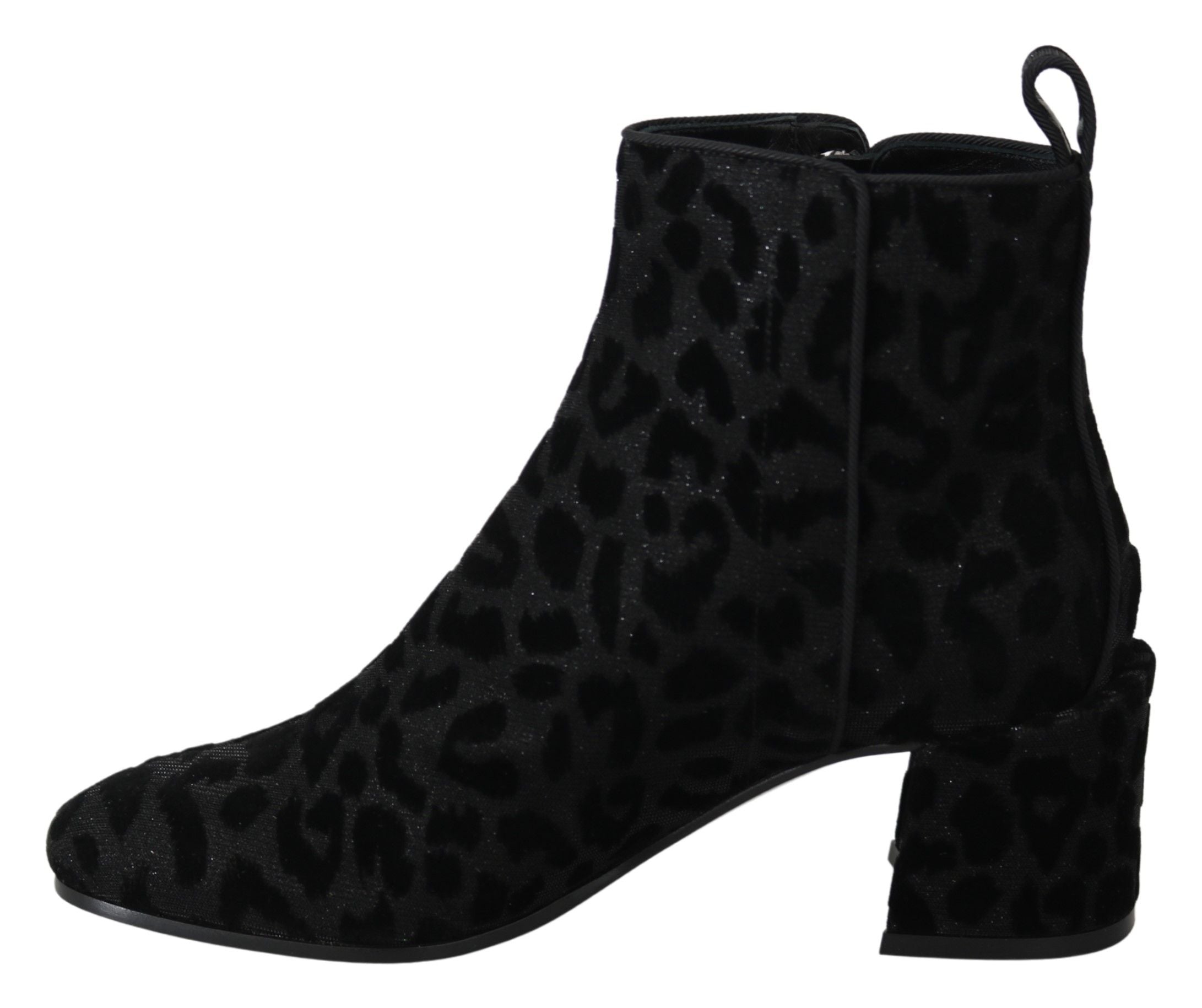 Dolce &amp; Gabbana élégantes bottes courtes noires à imprimé léopard