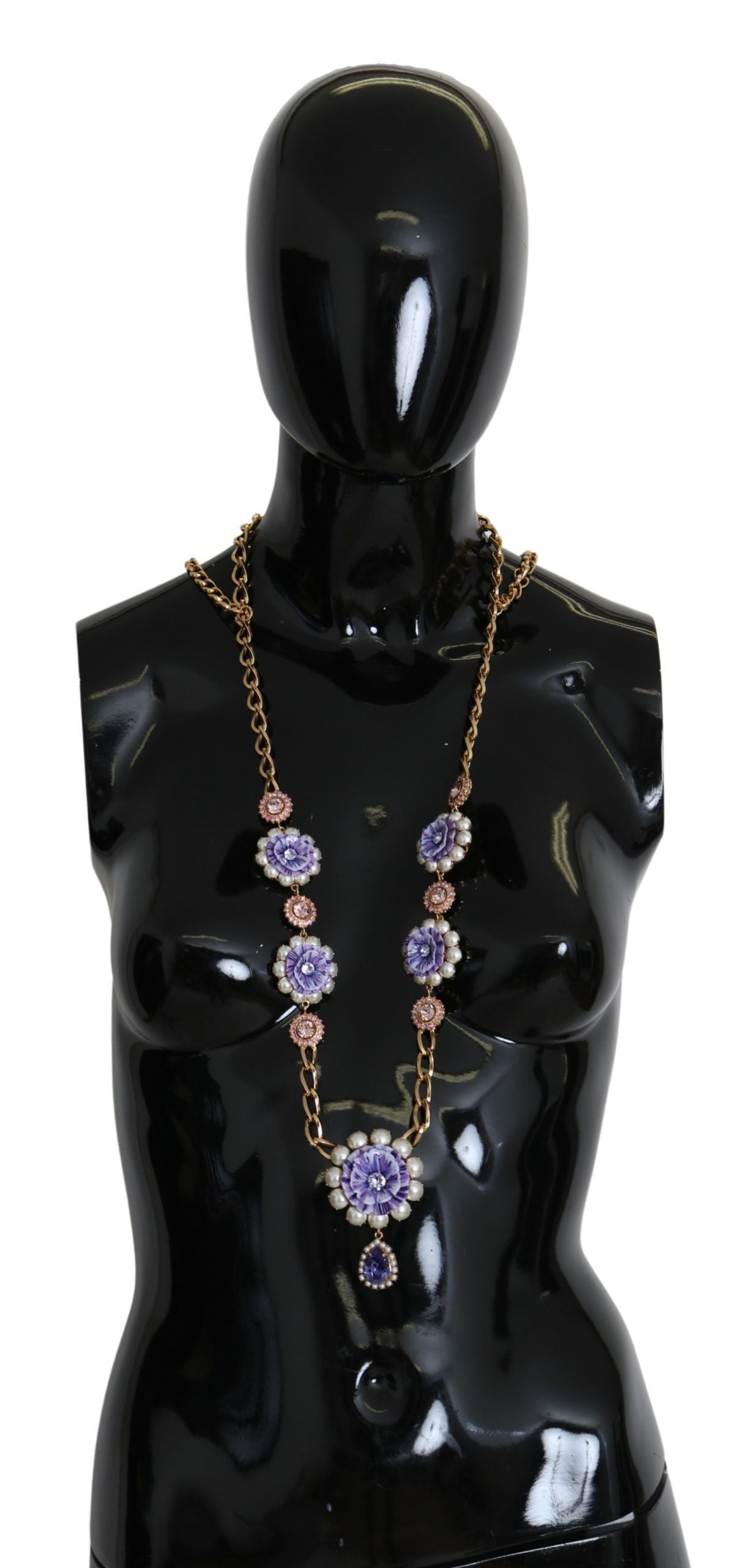 Dolce &amp; Gabbana Élégant collier à breloques doré avec motif floral