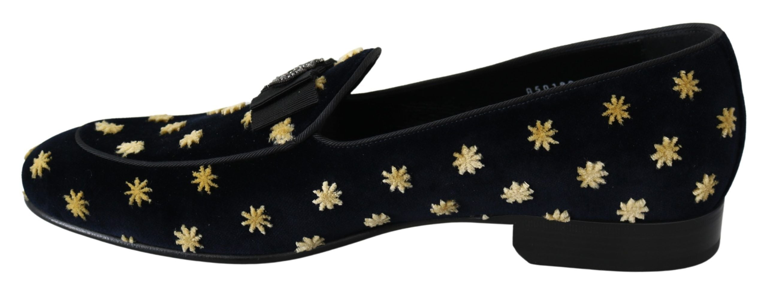 Dolce &amp; Gabbana Mocassins élégants en velours avec broderie de couronne