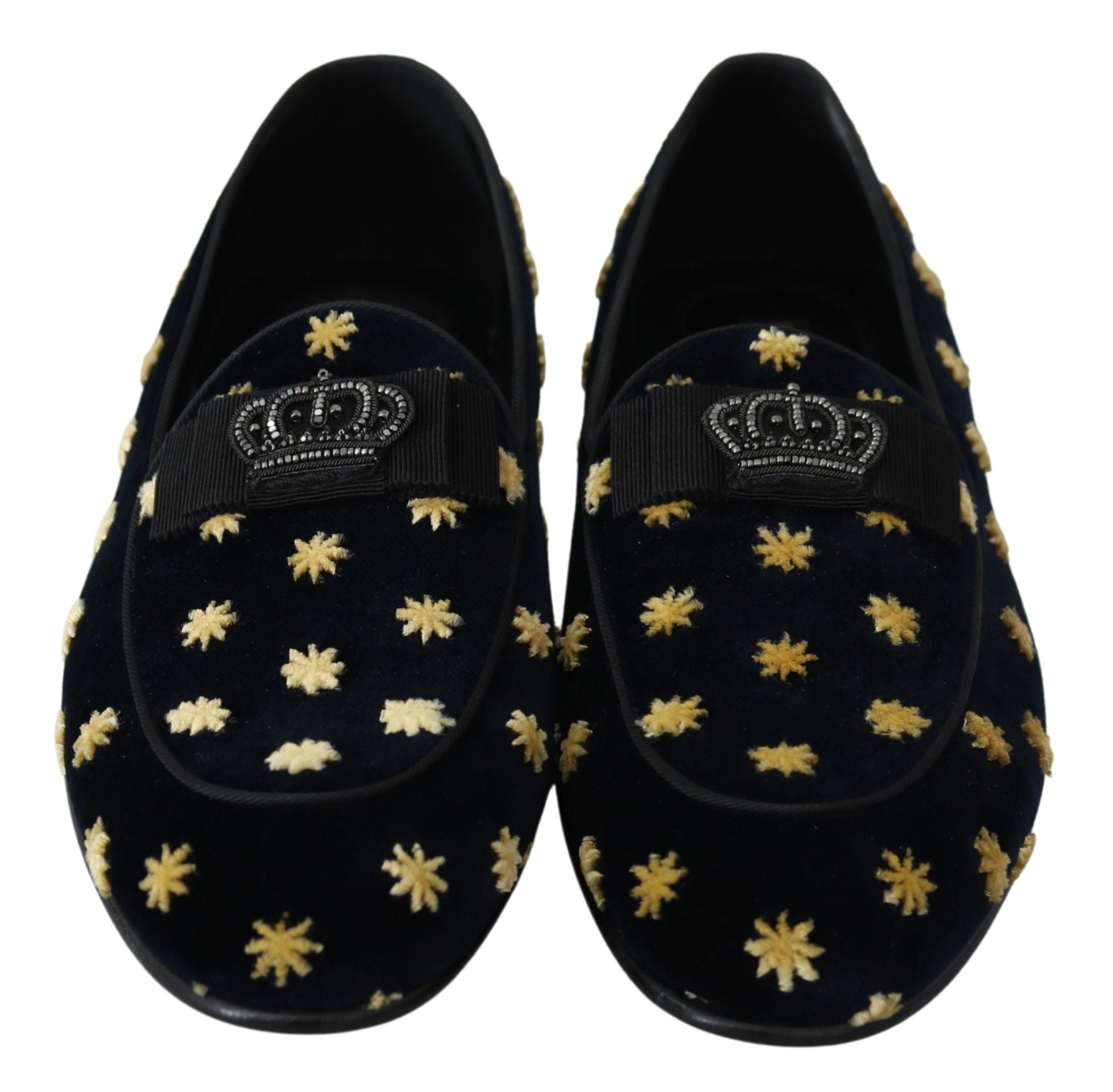 Dolce &amp; Gabbana Mocassins élégants en velours avec broderie de couronne