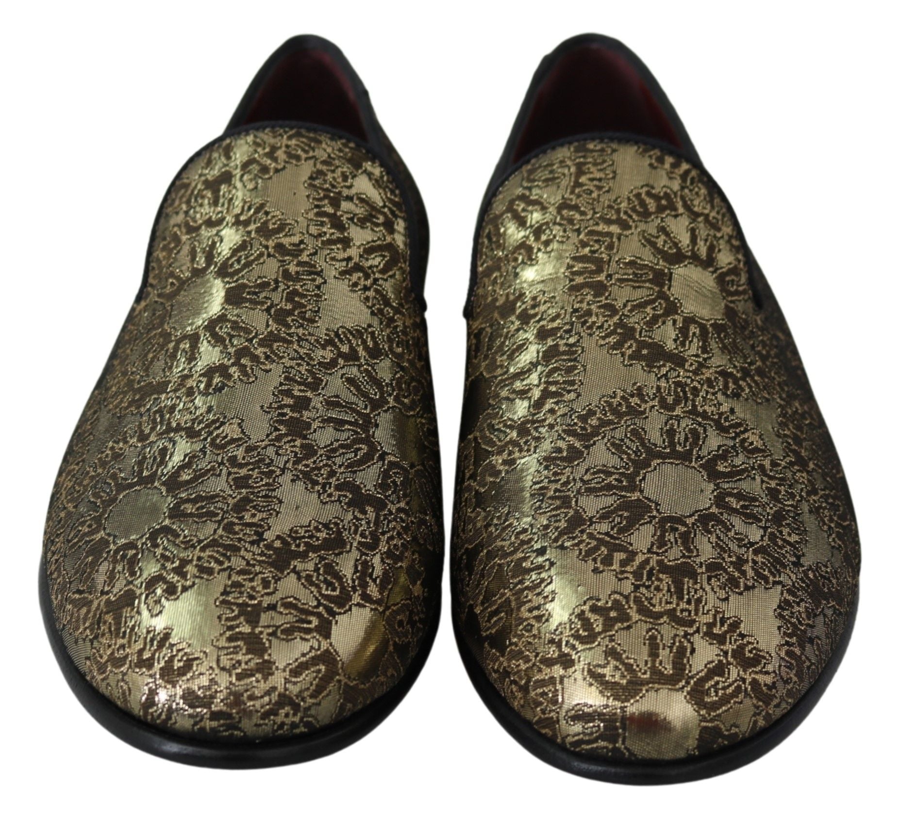 Dolce &amp; Gabbana Mocassins Bordeaux Dorés Chaussures Habillées