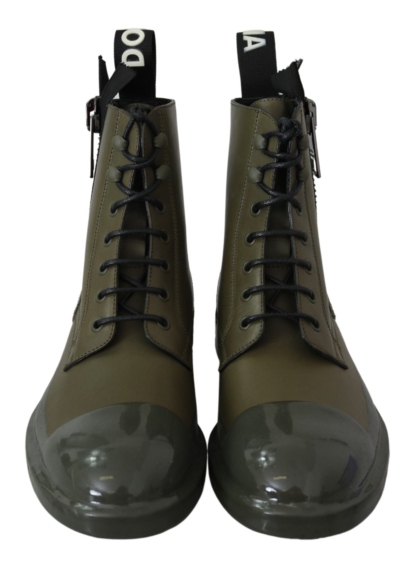 Dolce &amp; Gabbana Chic Bottines en cuir vert militaire