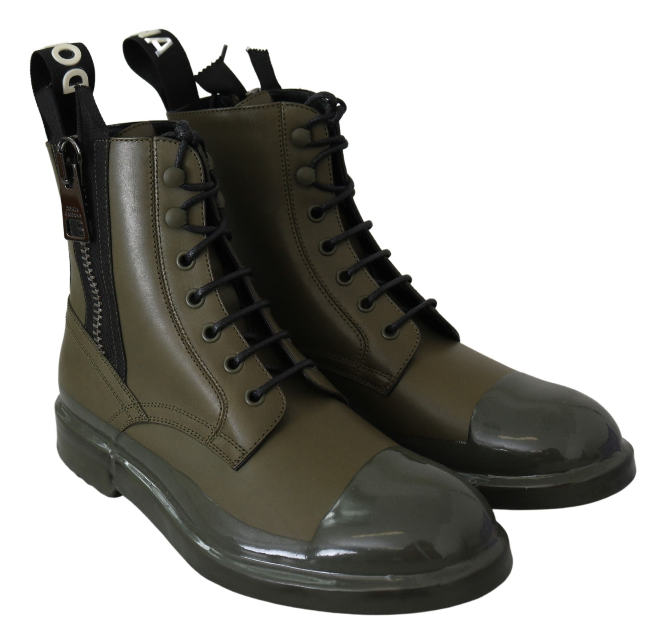 Dolce &amp; Gabbana Chic Bottines en cuir vert militaire