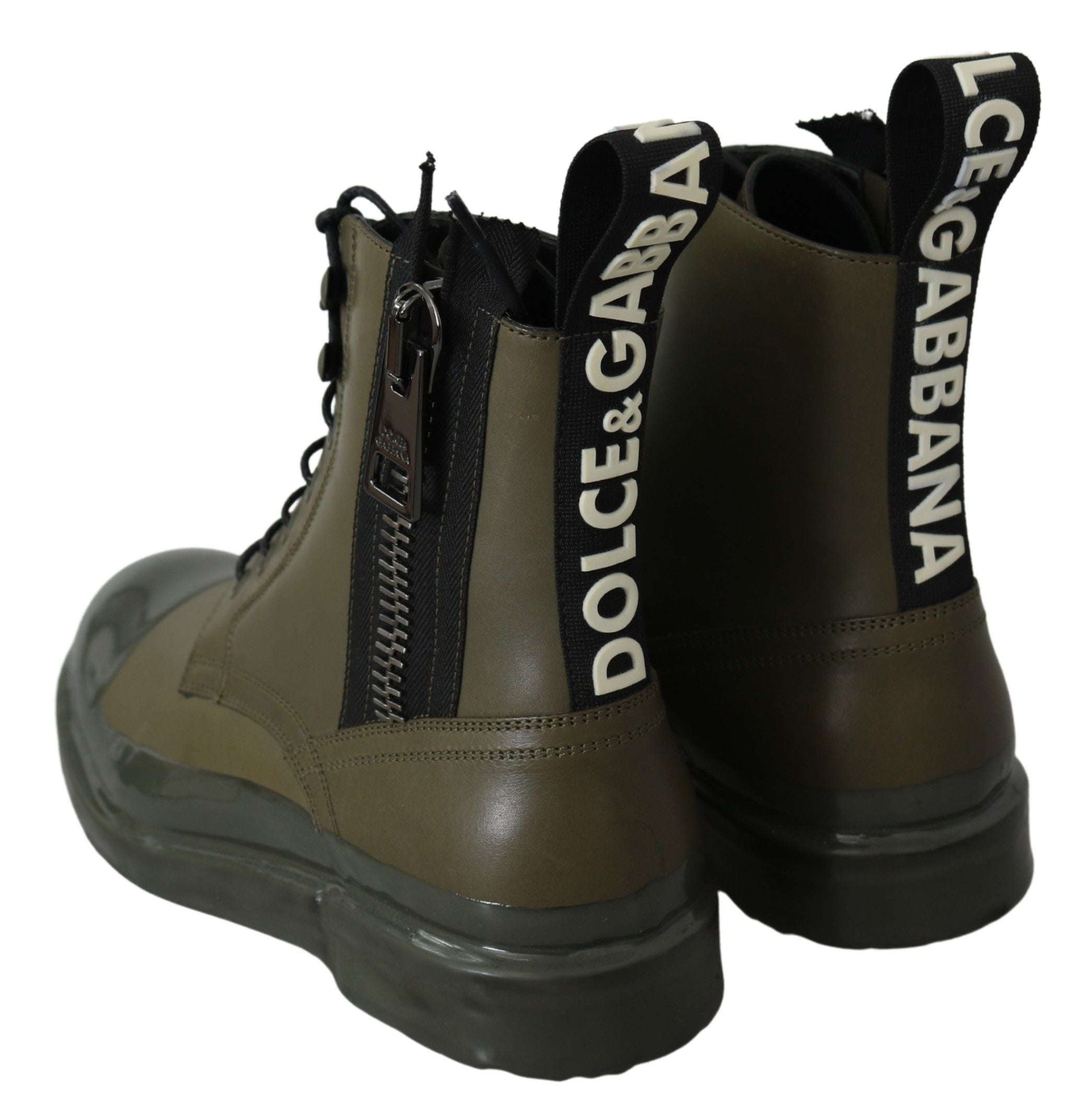 Dolce &amp; Gabbana Chic Bottines en cuir vert militaire