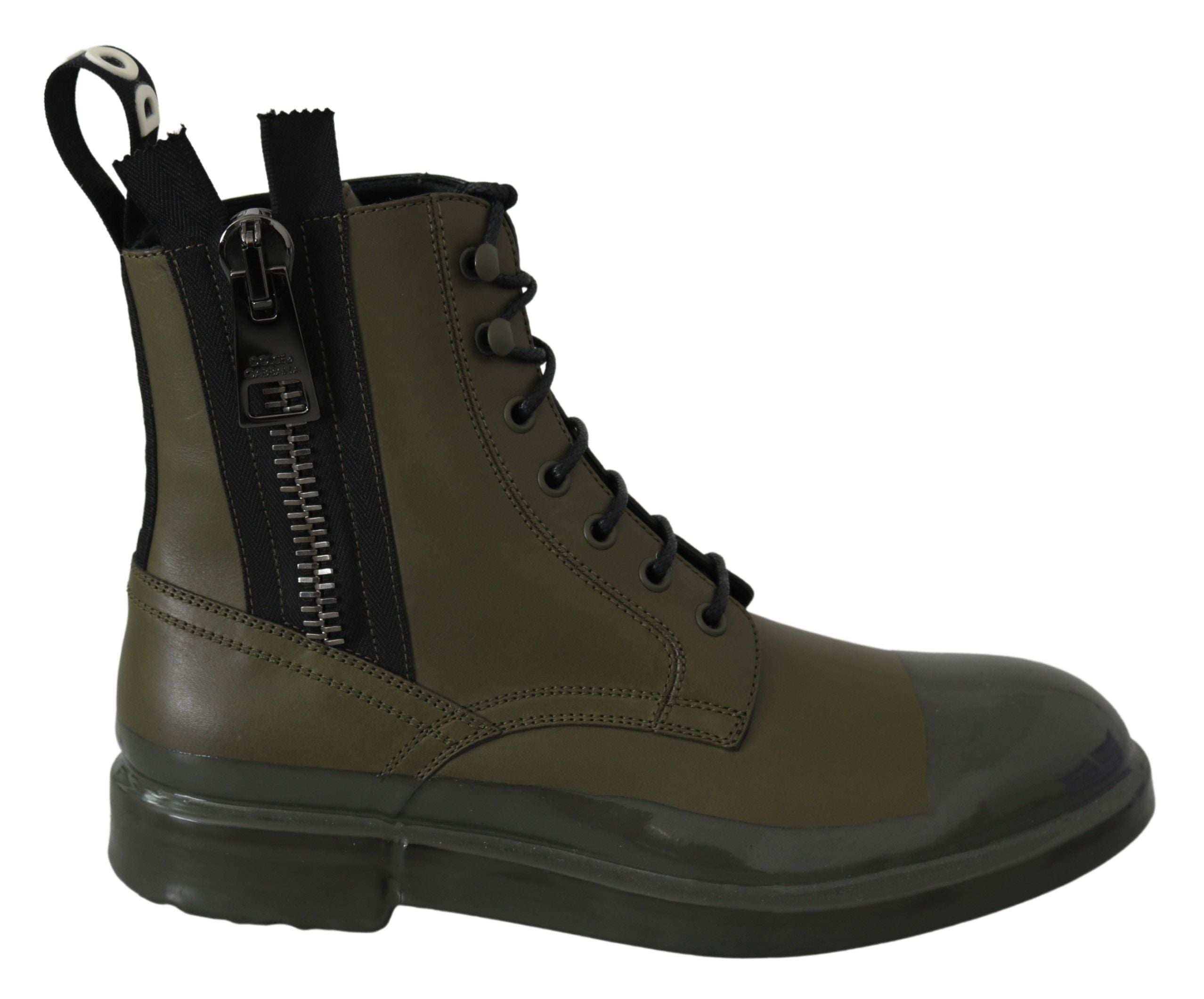 Dolce &amp; Gabbana Chic Bottines en cuir vert militaire