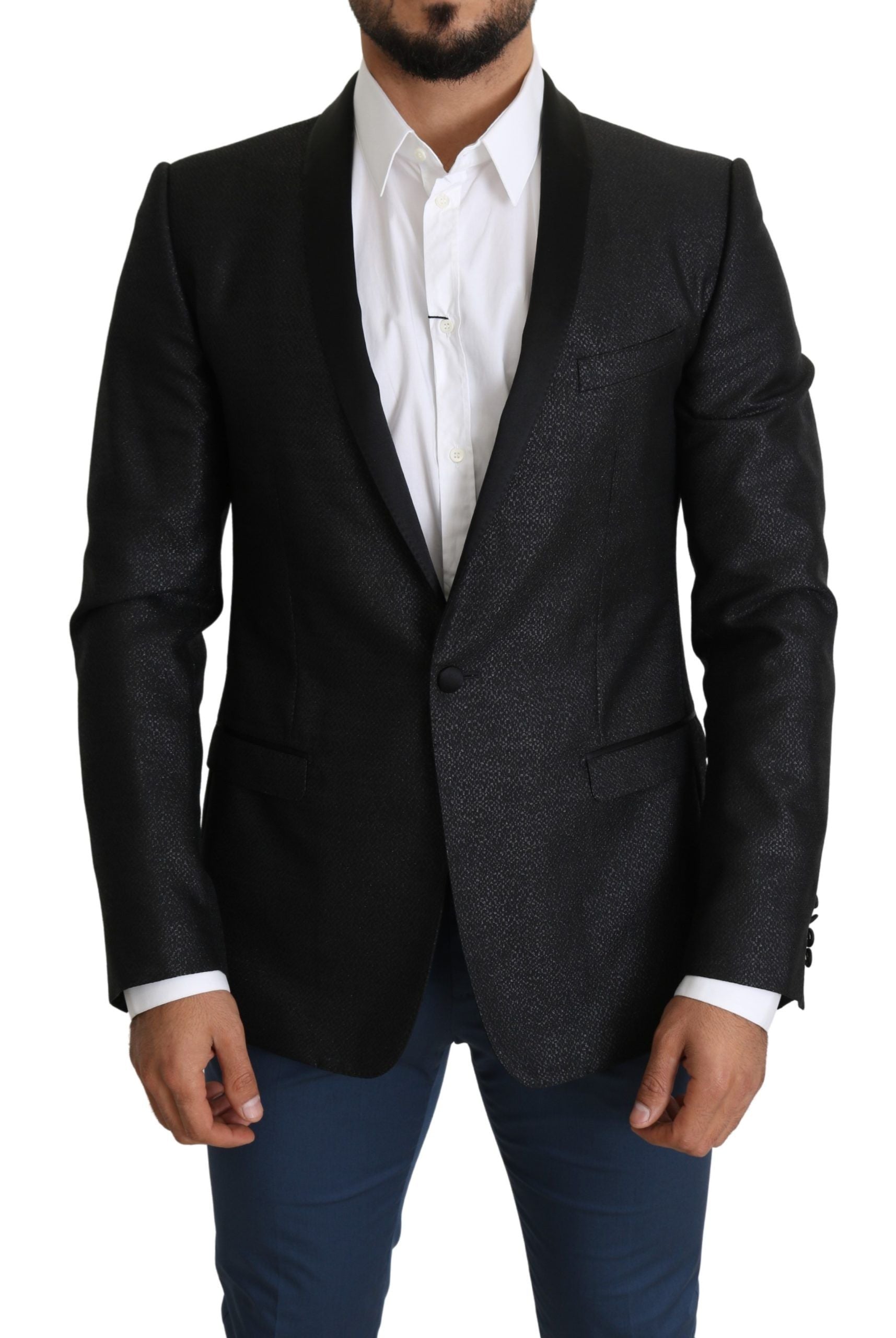 Dolce &amp; Gabbana Blazer coupe slim en jacquard noir élégant