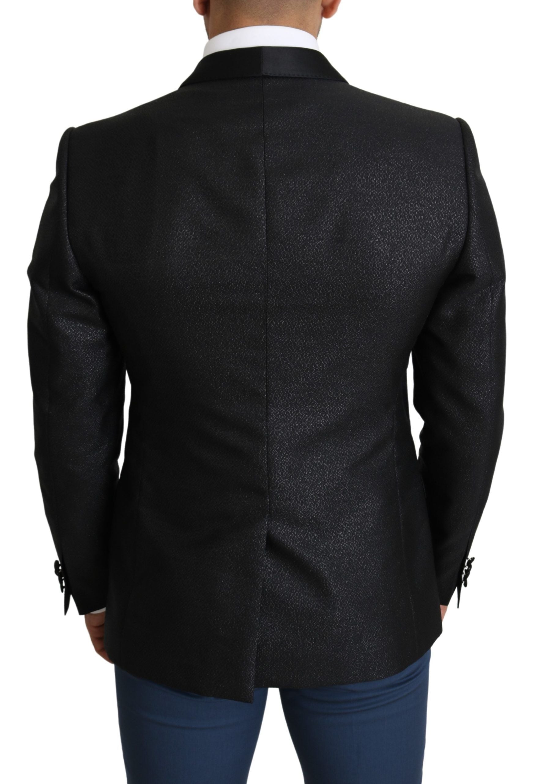 Dolce &amp; Gabbana Blazer coupe slim en jacquard noir élégant