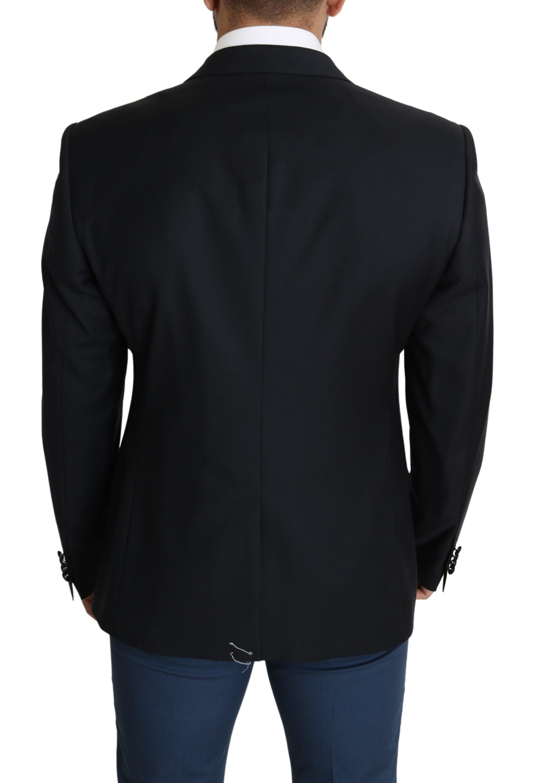 Dolce &amp; Gabbana Blazer élégant en laine vierge et soie mélangée noire