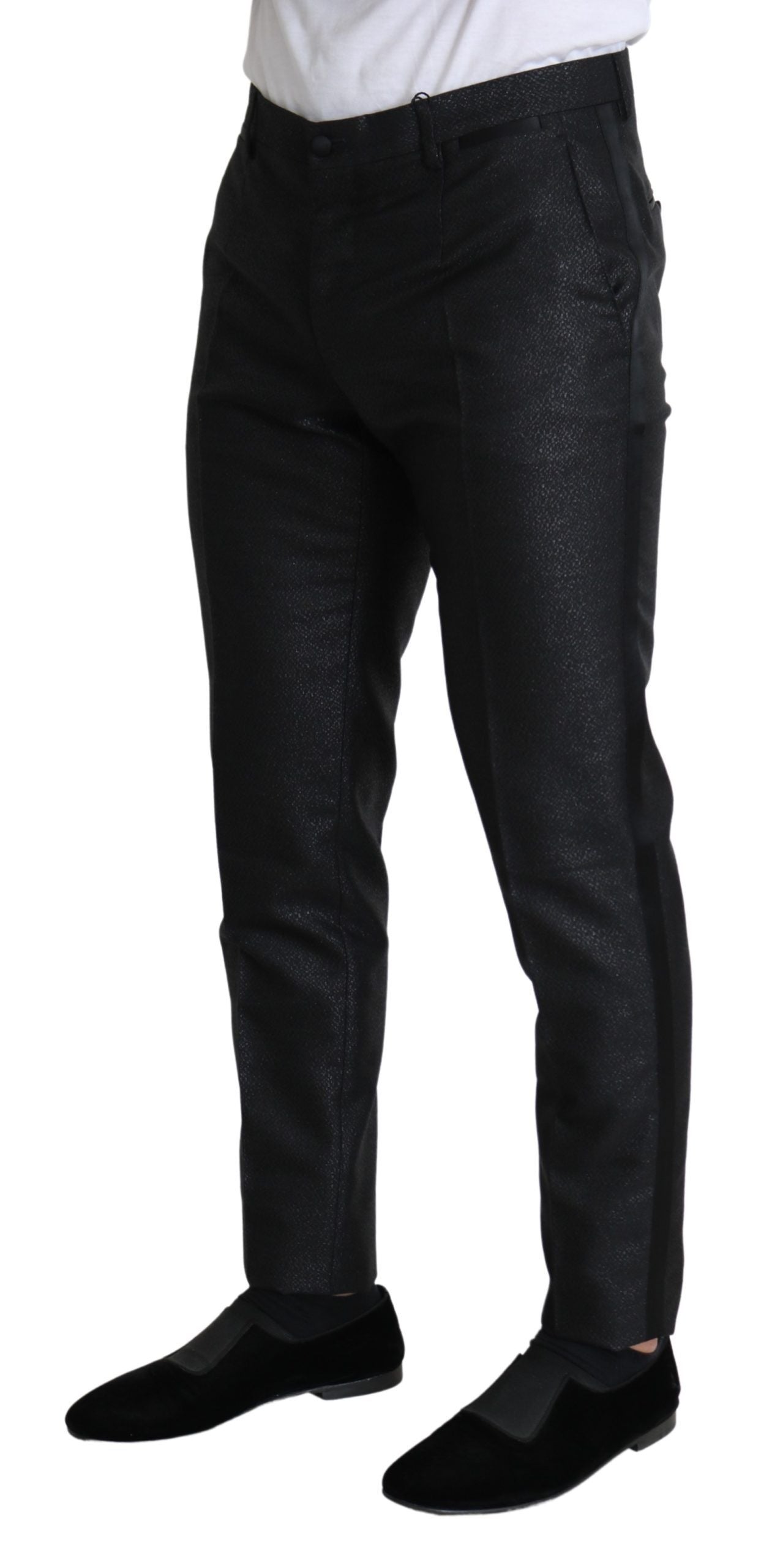 Dolce &amp; Gabbana Pantalon habillé noir métallisé élégant