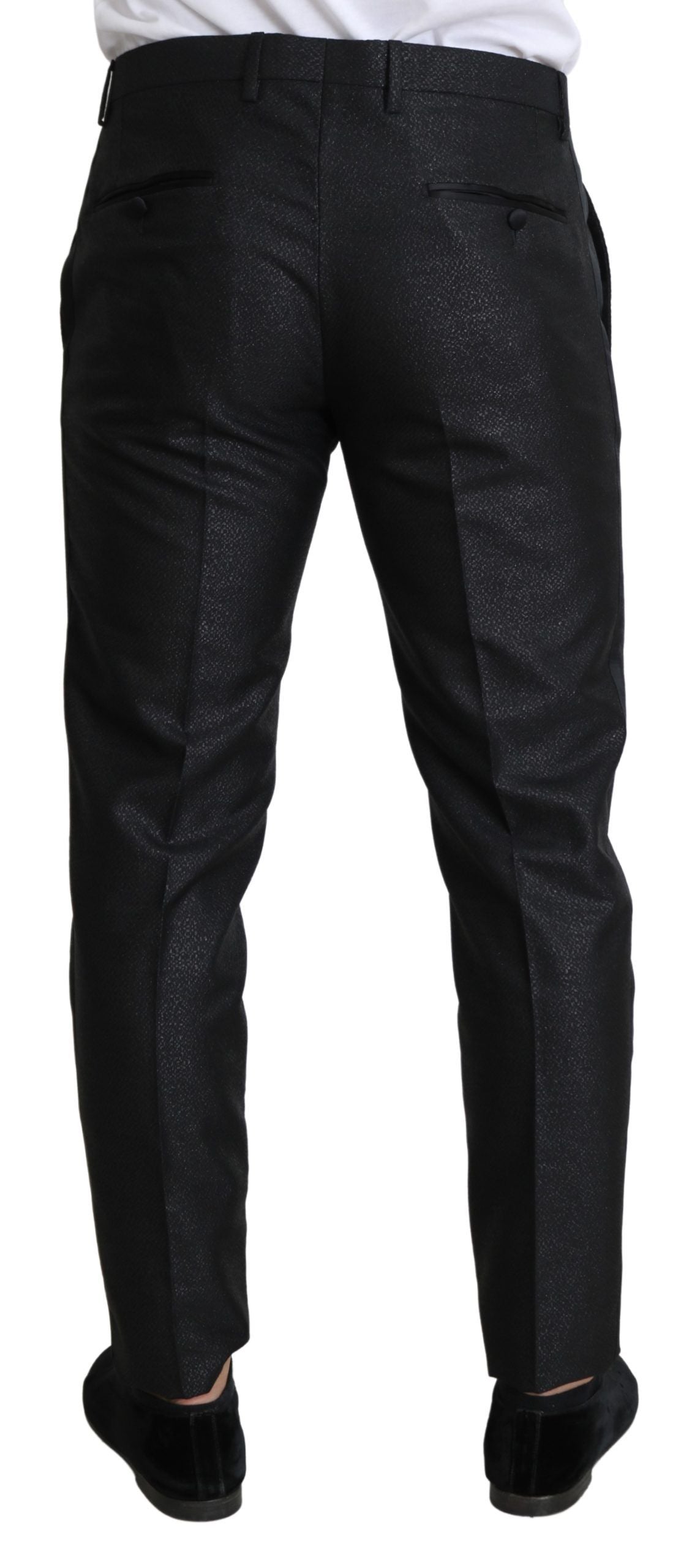 Dolce &amp; Gabbana Pantalon habillé noir métallisé élégant