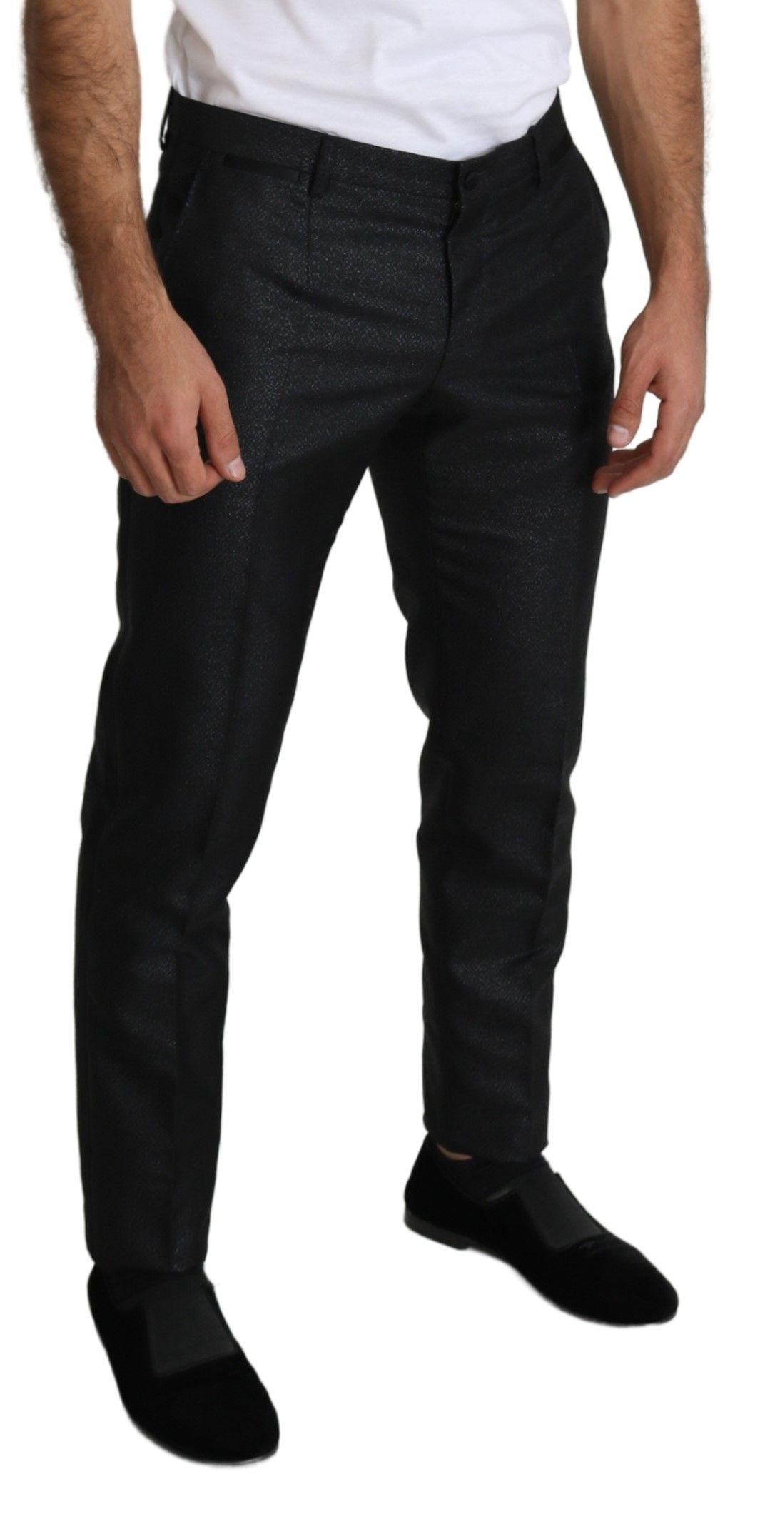 Dolce &amp; Gabbana Pantalon habillé noir métallisé élégant