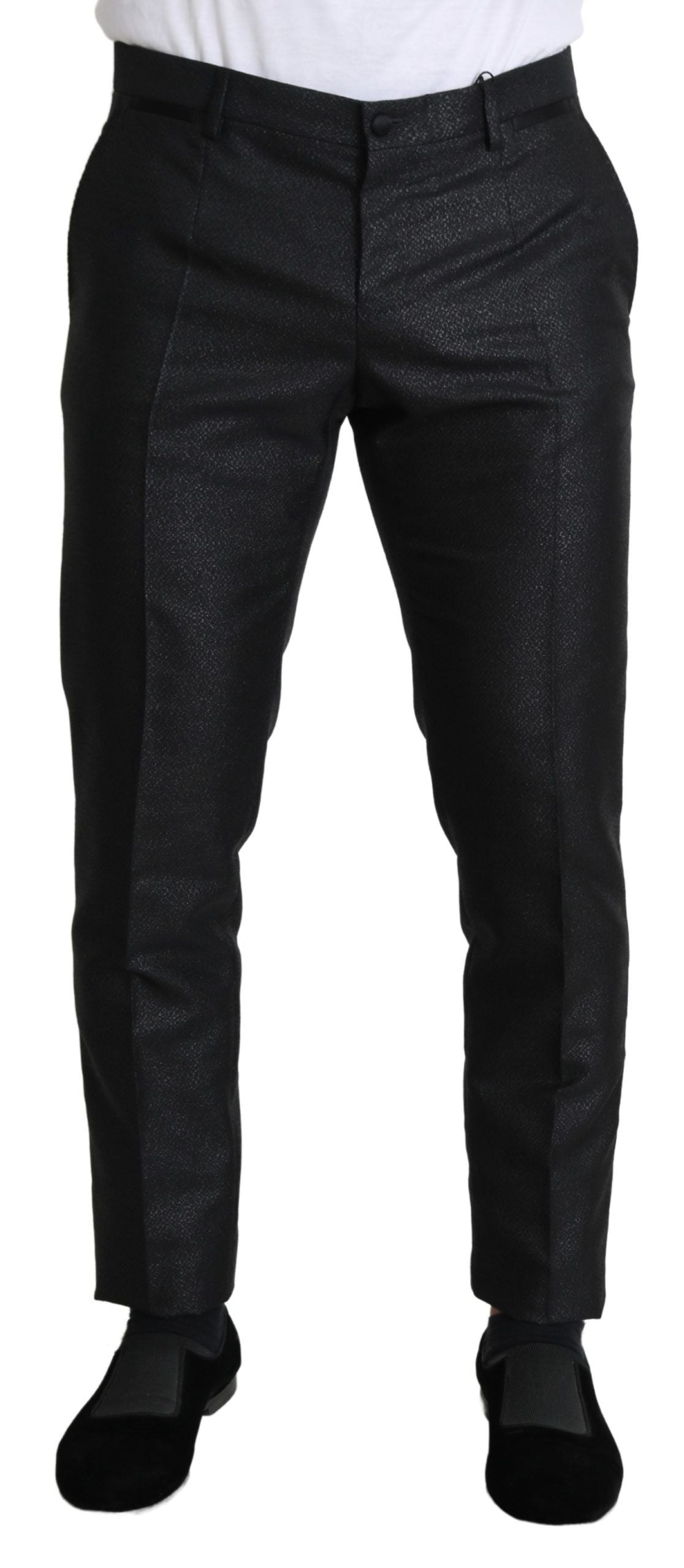 Dolce &amp; Gabbana Pantalon habillé noir métallisé élégant