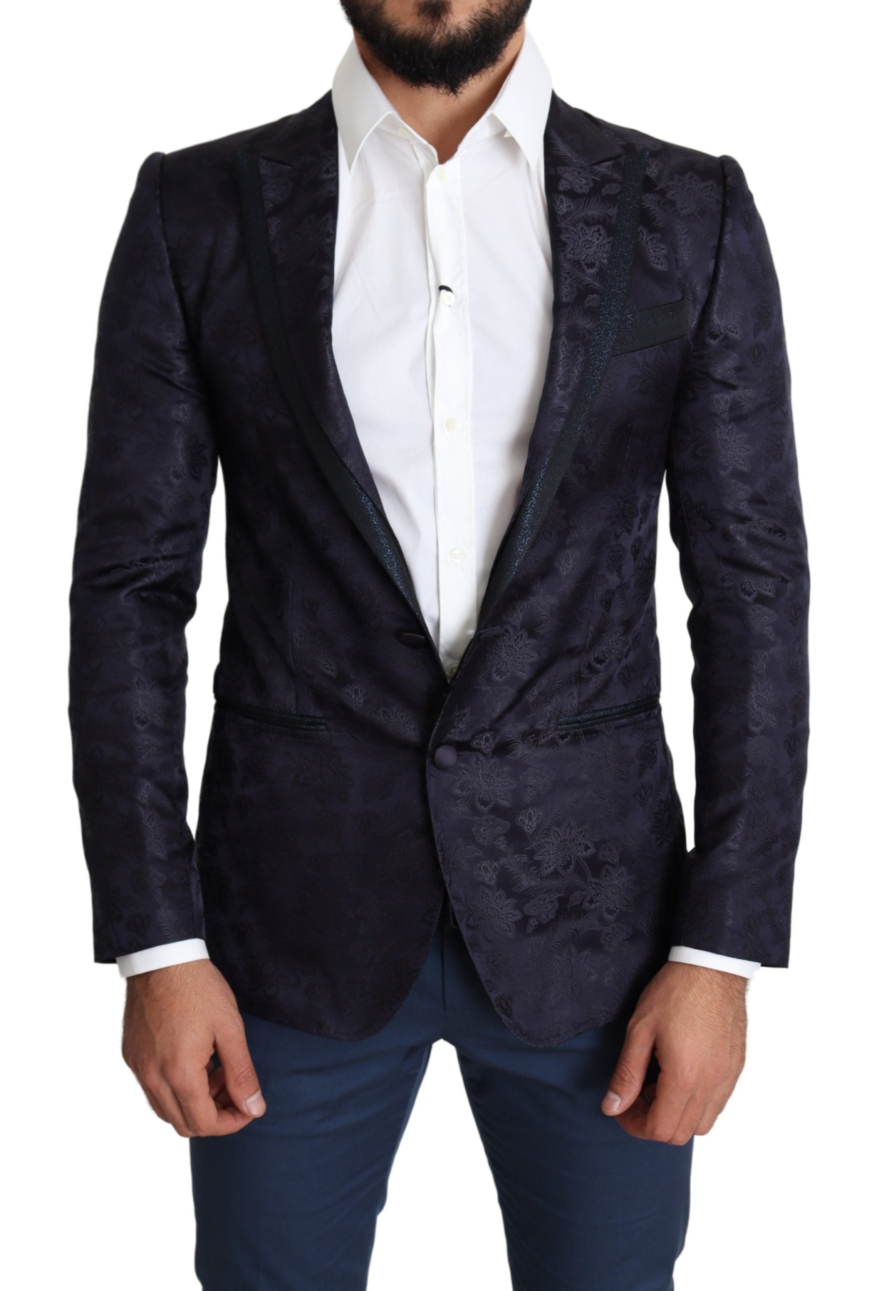 Dolce &amp; Gabbana Blazer Martini élégant en soie mélangée en bleu