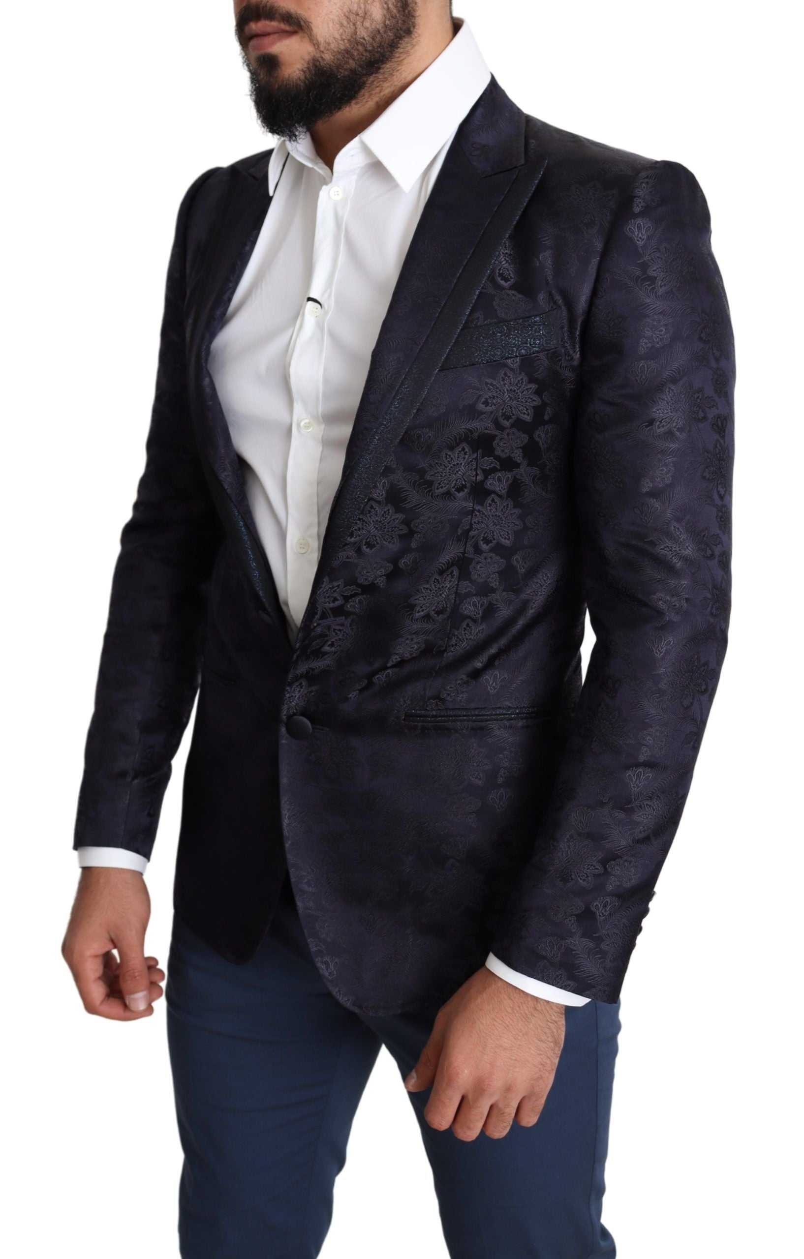 Dolce &amp; Gabbana Blazer Martini élégant en soie mélangée en bleu