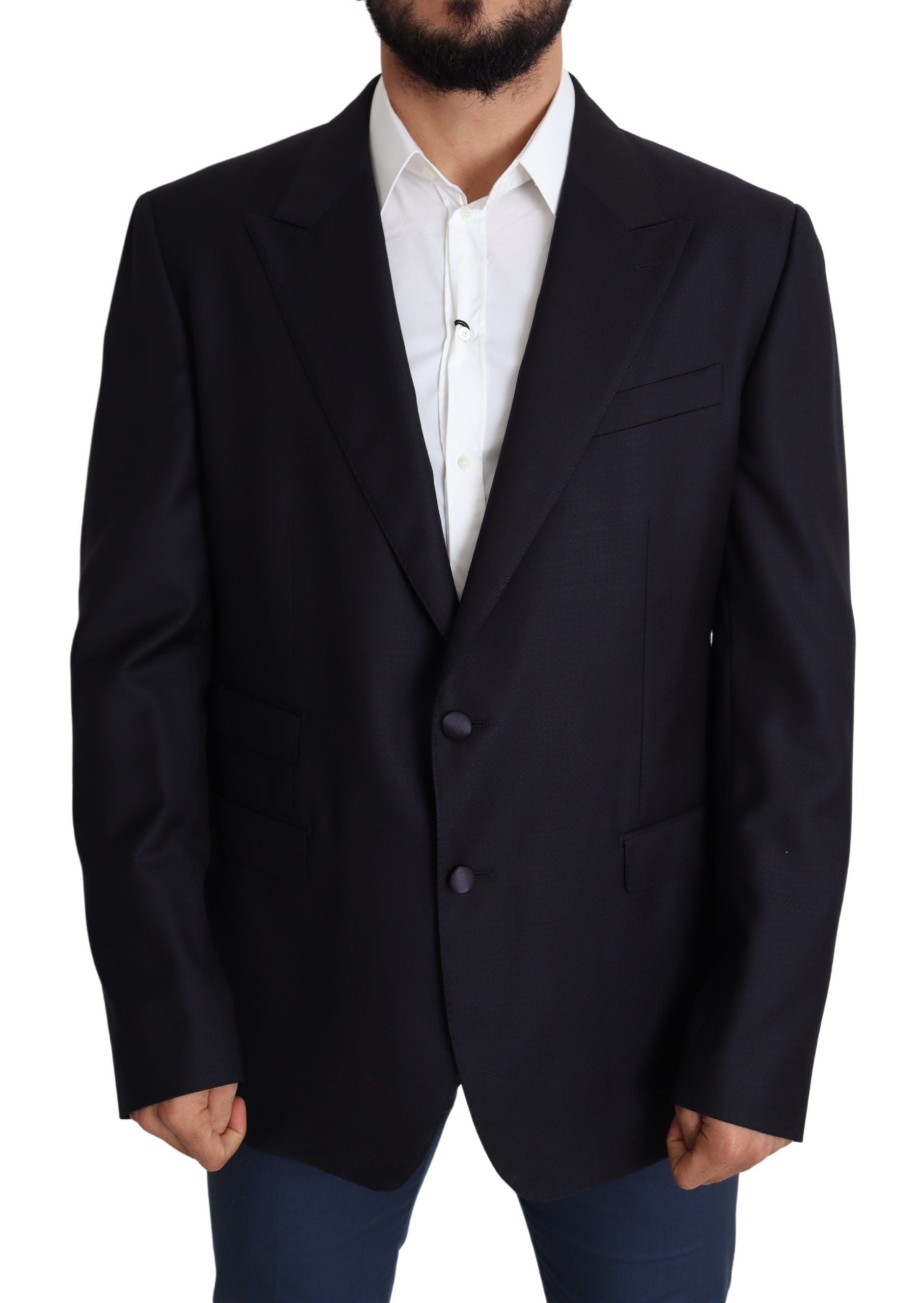 Dolce &amp; Gabbana Blazer élégant en laine vierge noire pour homme