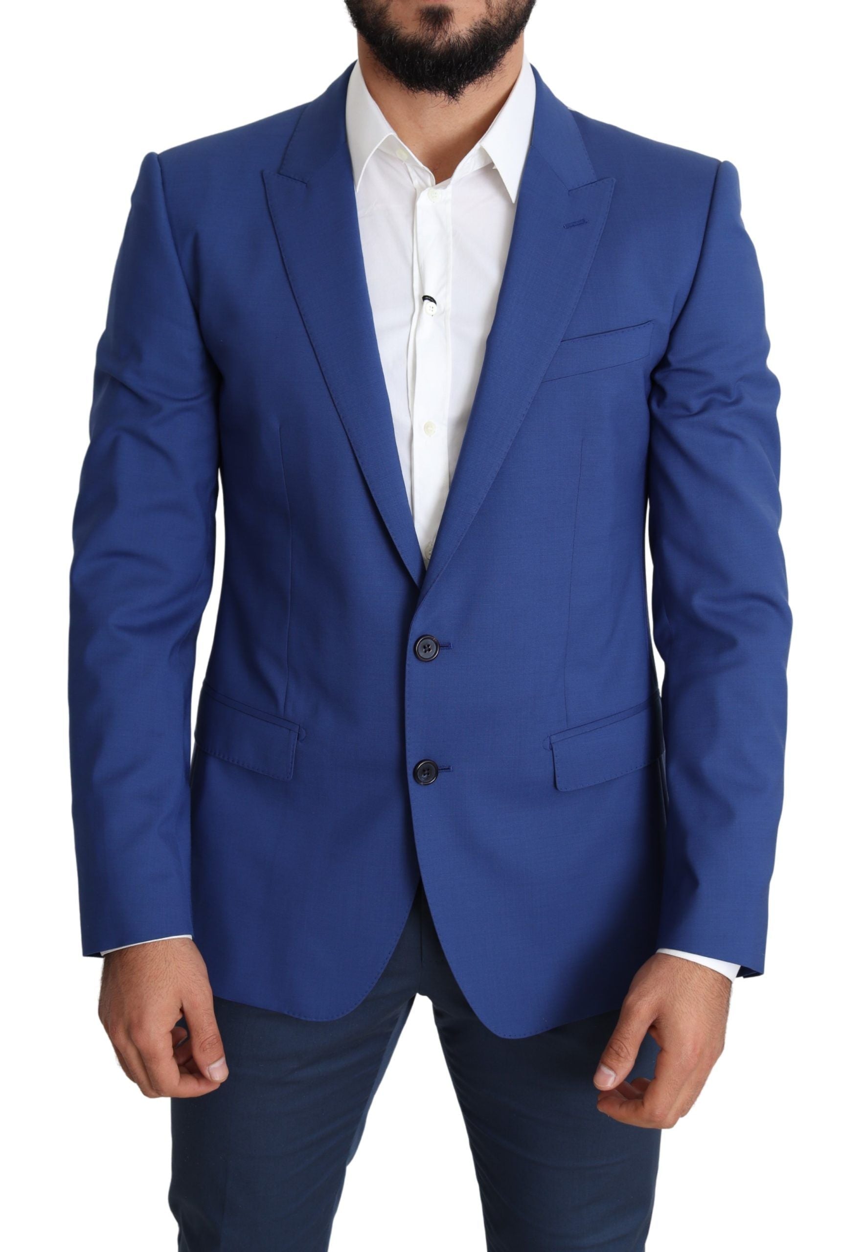 Dolce &amp; Gabbana Veste blazer Martini en laine bleue exquise