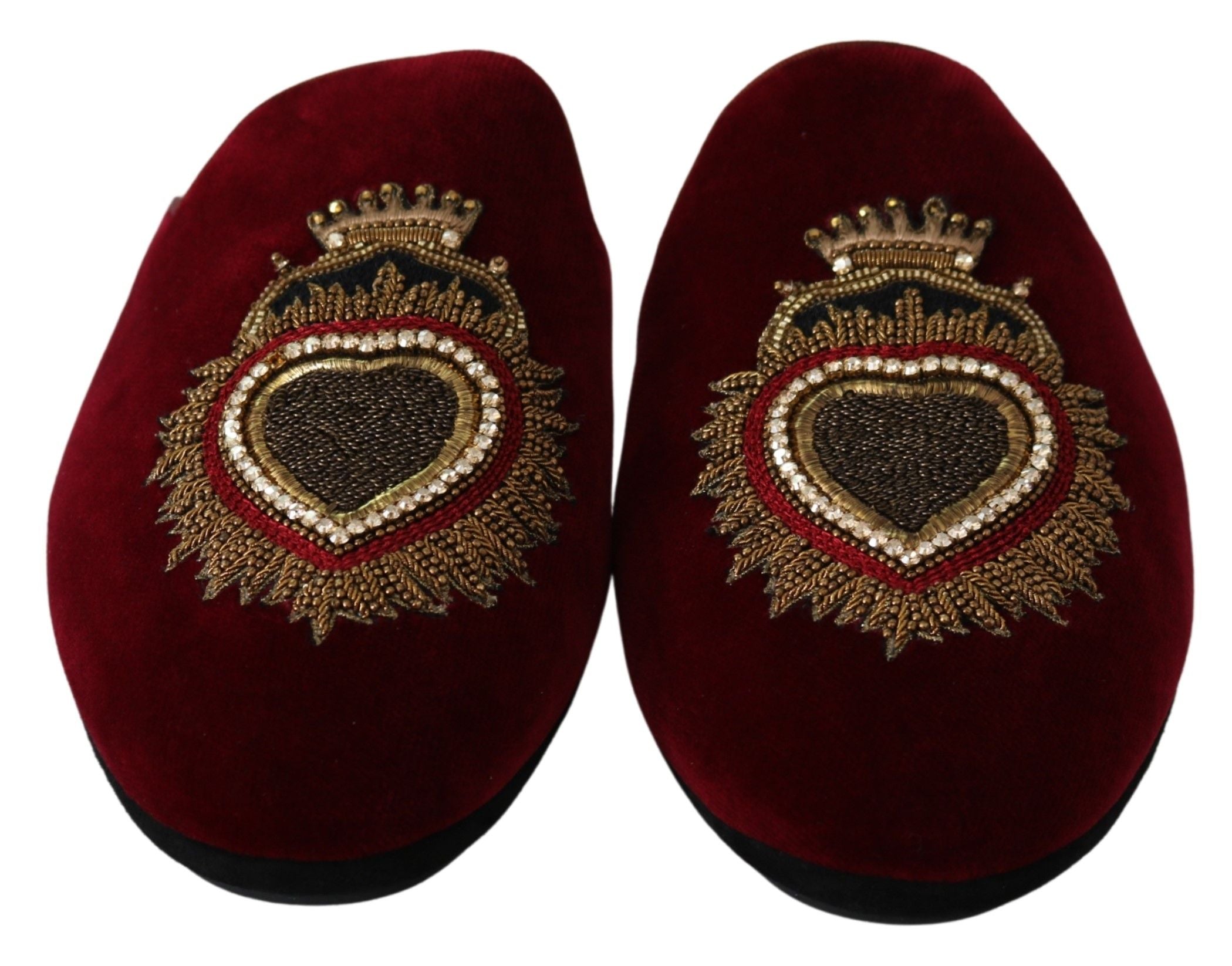 Dolce &amp; Gabbana Claquettes brodées en velours rouge