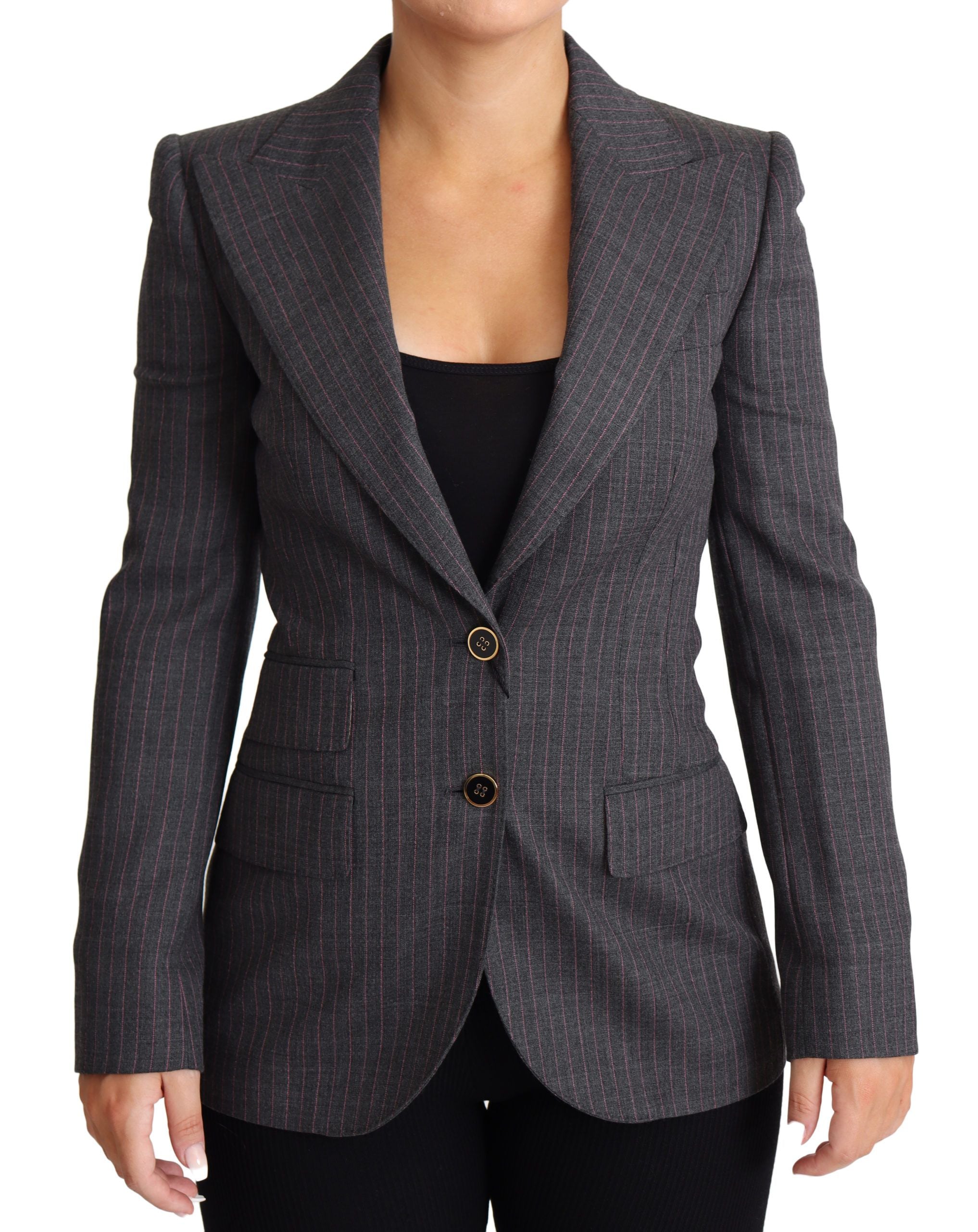 Dolce &amp; Gabbana Blazer élégant en laine stretch gris