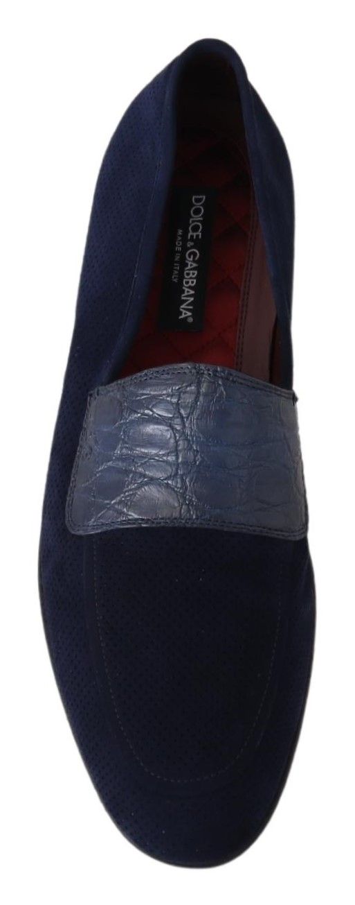 Dolce &amp; Gabbana Mocassins élégants en cuir suédé bleu