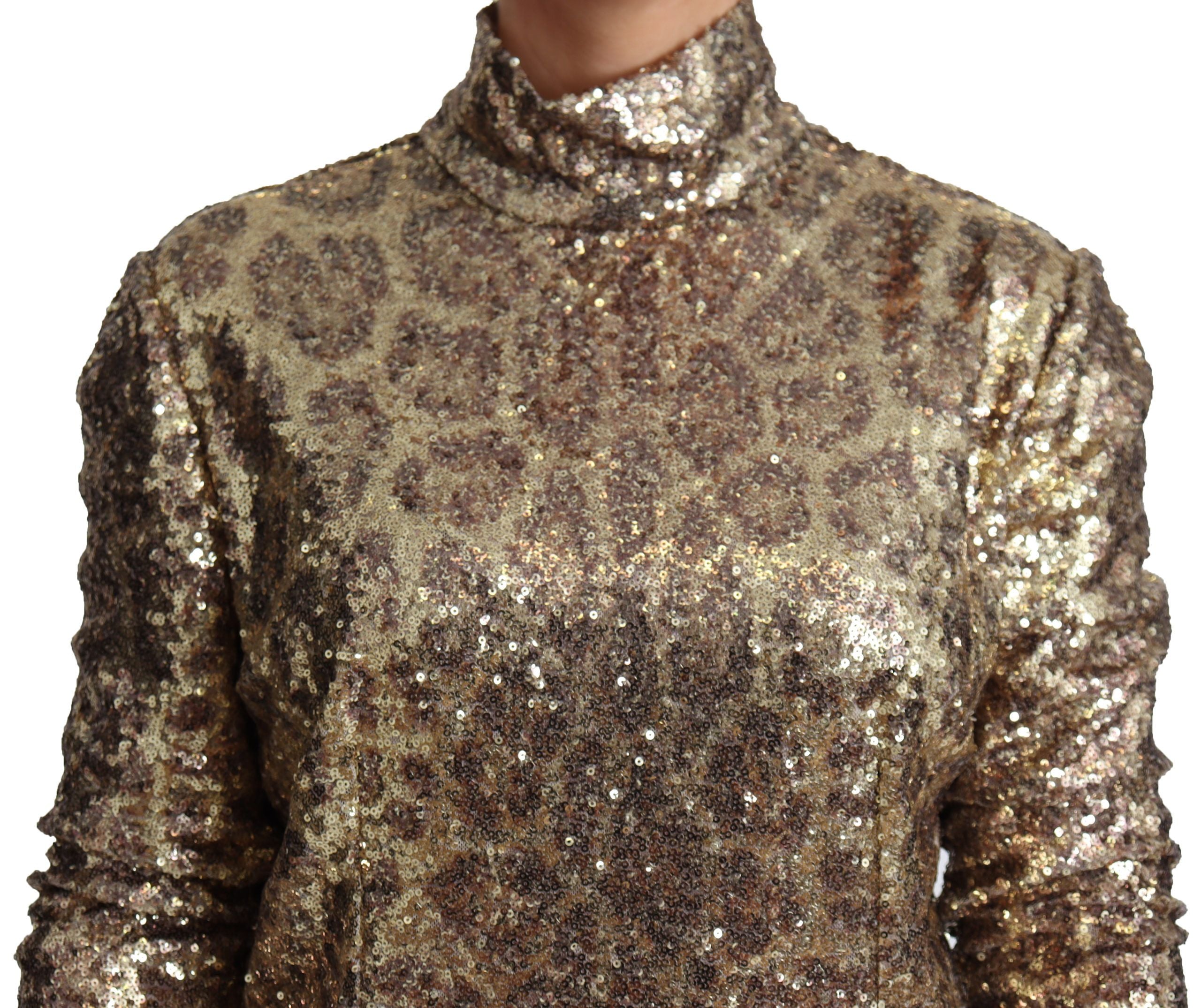 Dolce &amp; Gabbana Pull à col roulé et sequins entièrement zippé en marron