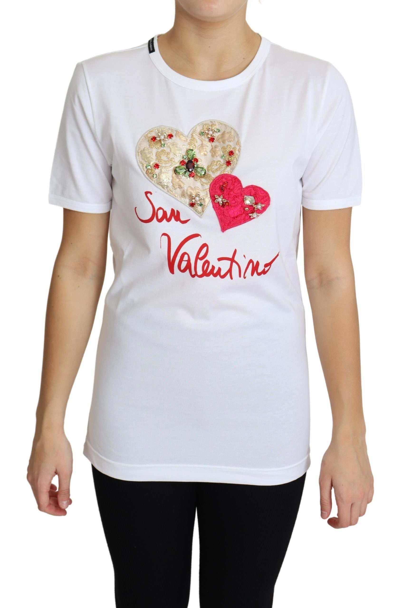 Dolce &amp; Gabbana T-shirt en coton blanc orné de cristaux