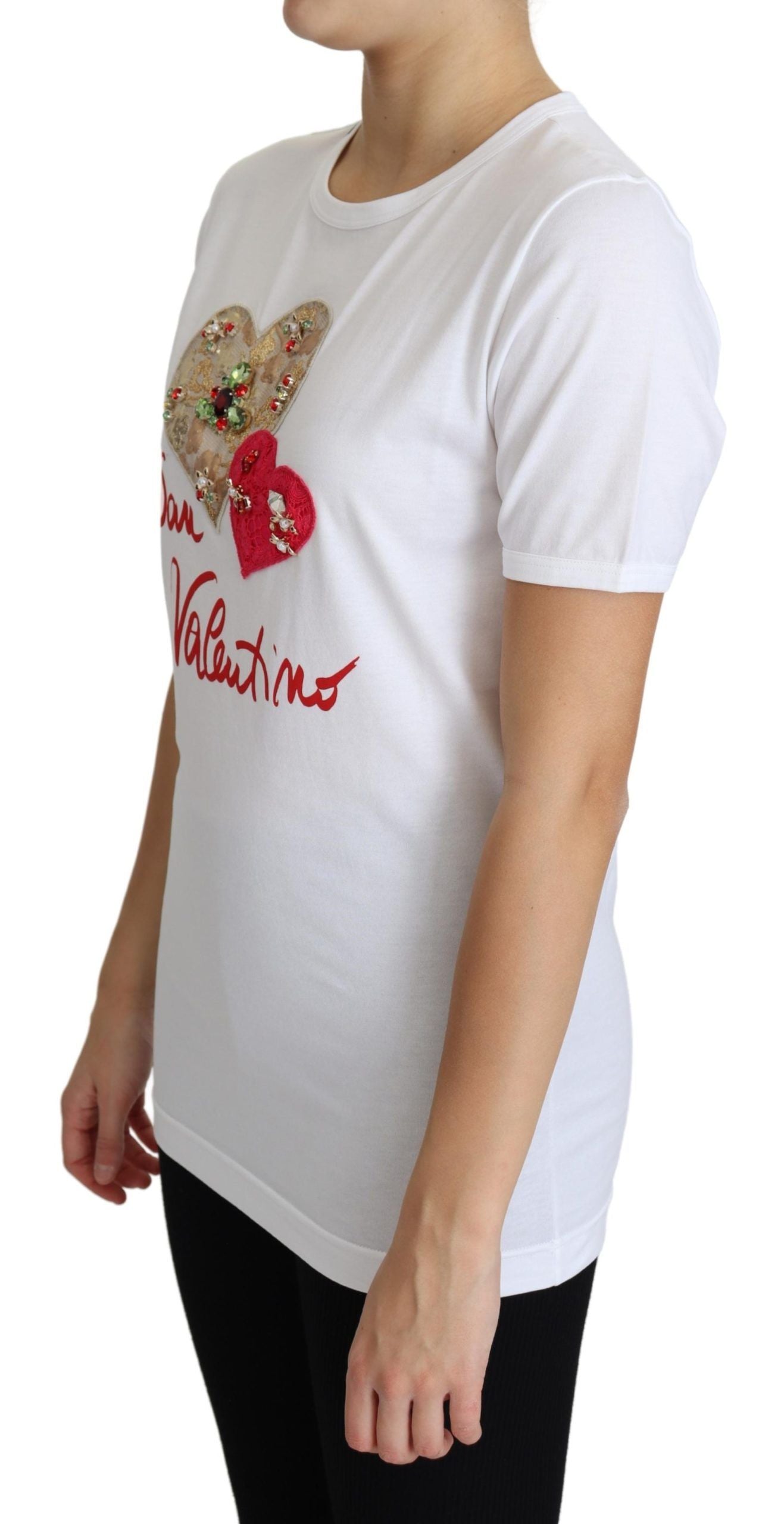 Dolce &amp; Gabbana T-shirt en coton blanc orné de cristaux