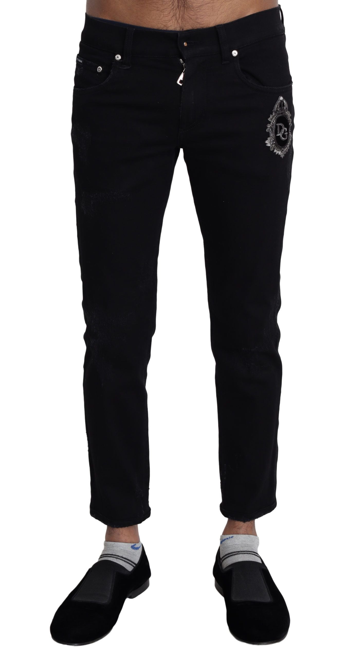 Dolce &amp; Gabbana Jean skinny noir élégant avec broderie