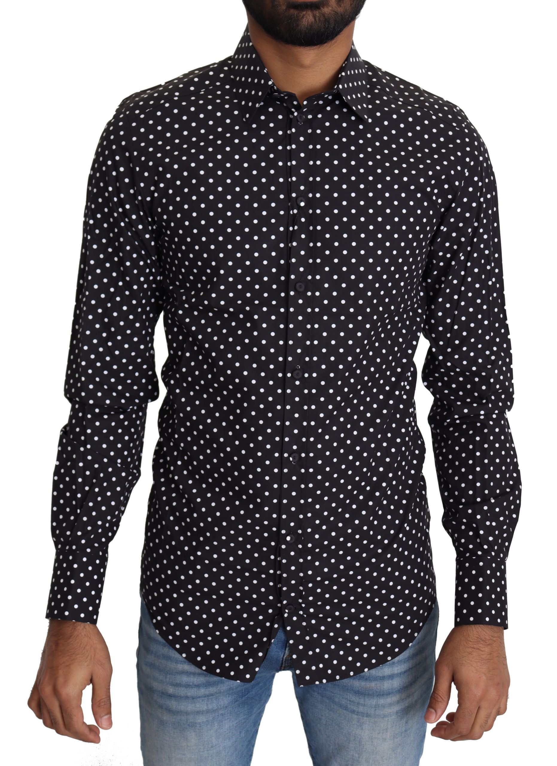 Chemise à manches longues élégante à pois Dolce &amp; Gabbana pour hommes