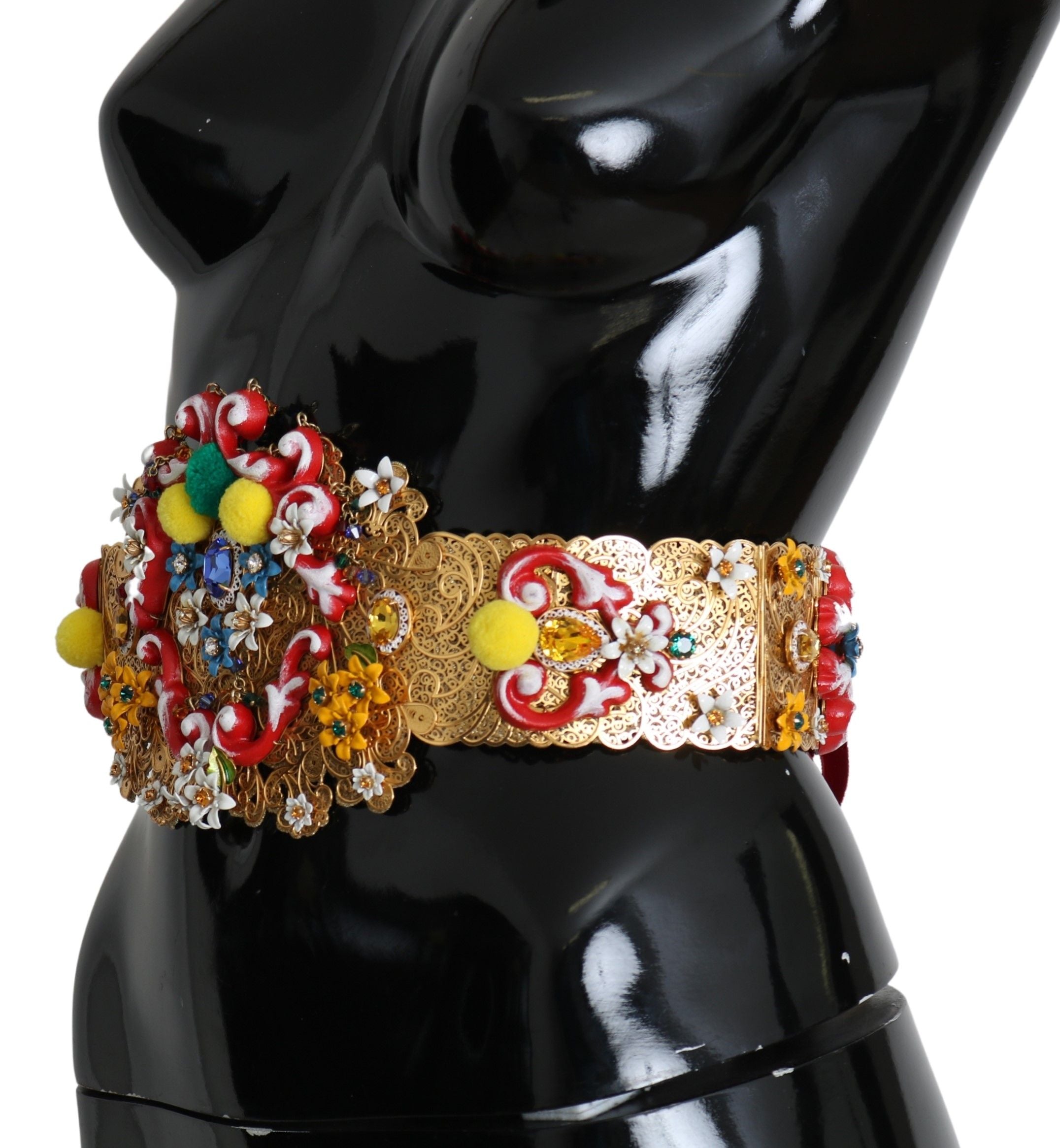 Dolce &amp; Gabbana Ceinture en cristal floral doré