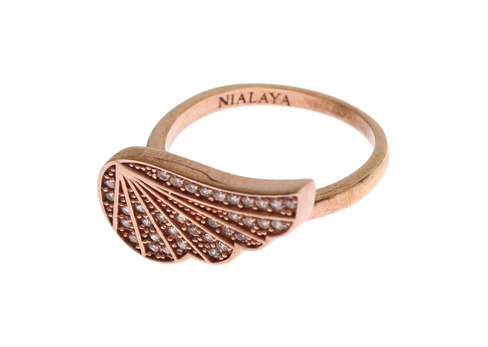 Nialaya Bague élégante en or rose avec cristaux CZ