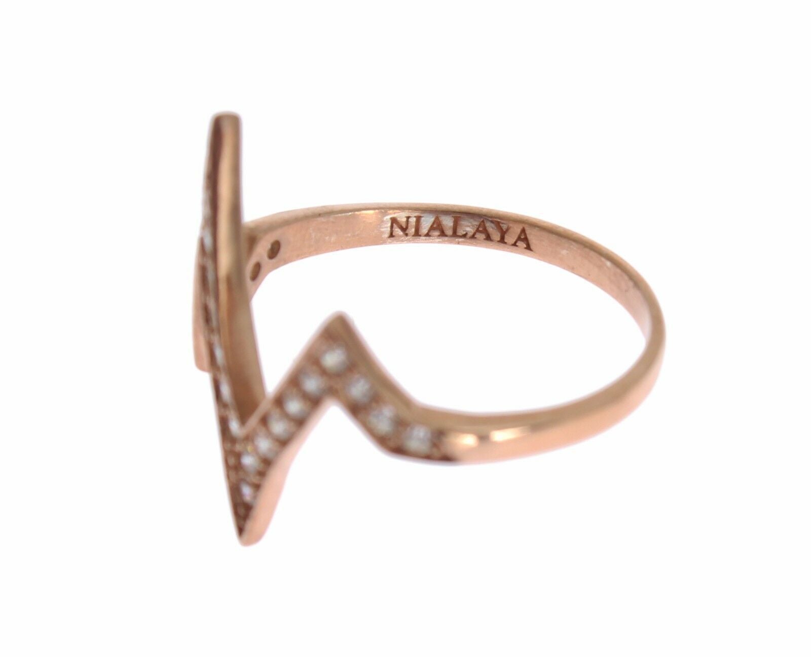 Nialaya Bague en argent incrustée de cristaux roses élégante