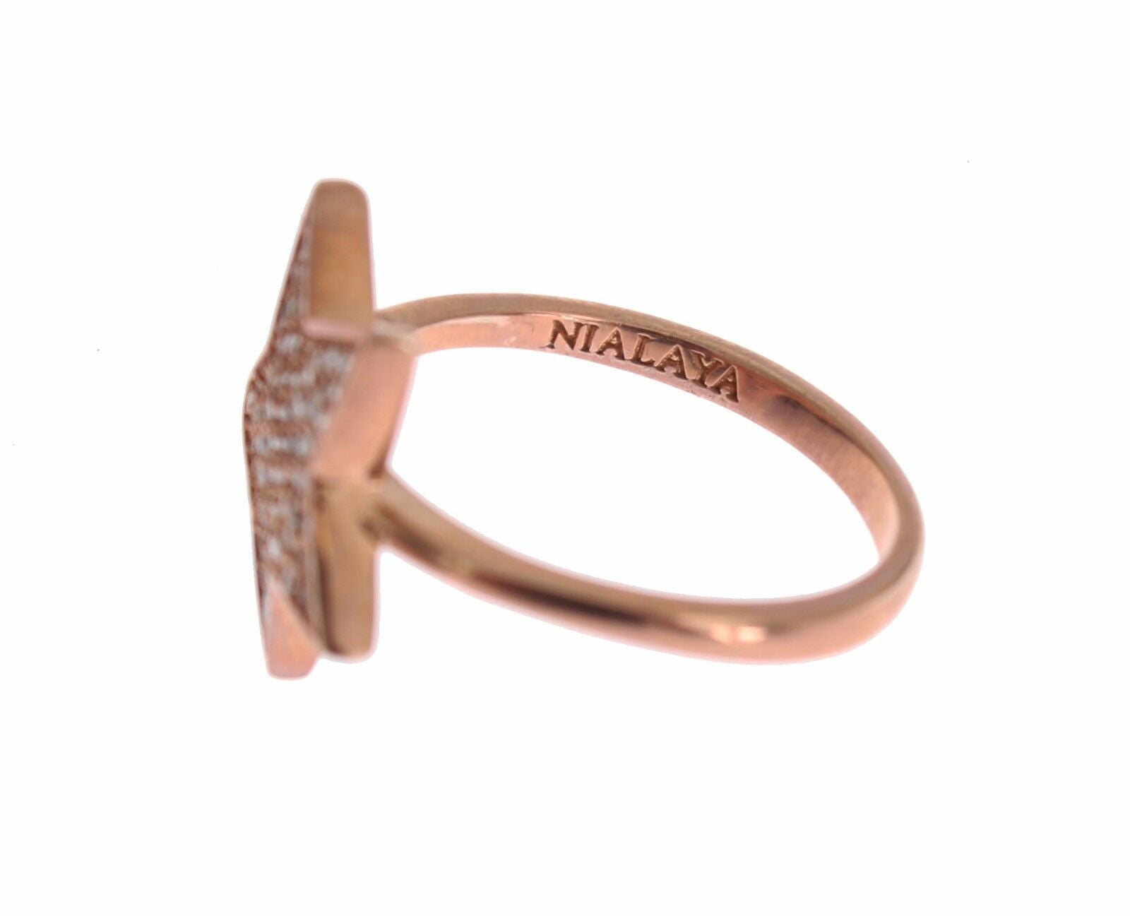 Nialaya Bague éblouissante en argent sterling plaqué or rose avec zircone cubique