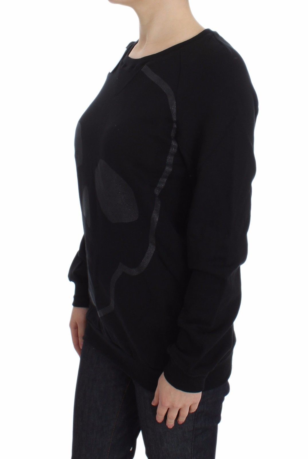 Pull en coton à col rond et motif tête de mort Exte Chic