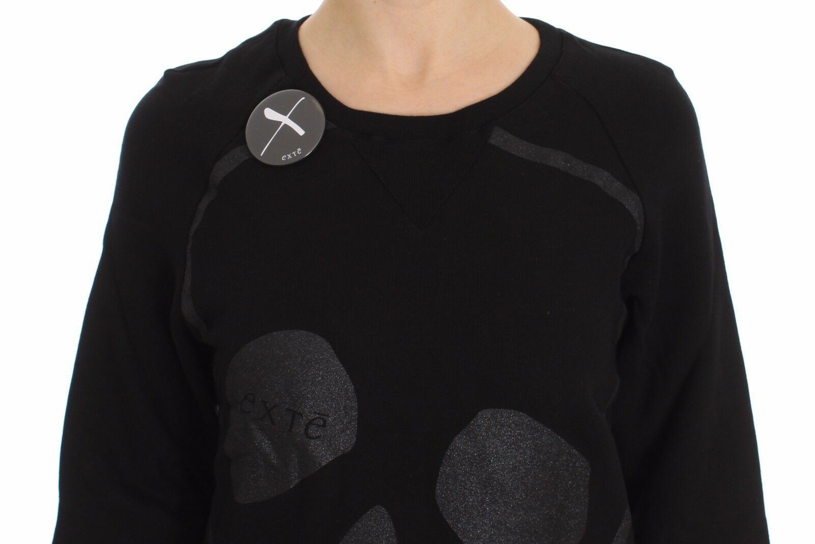 Pull en coton à col rond et motif tête de mort Exte Chic