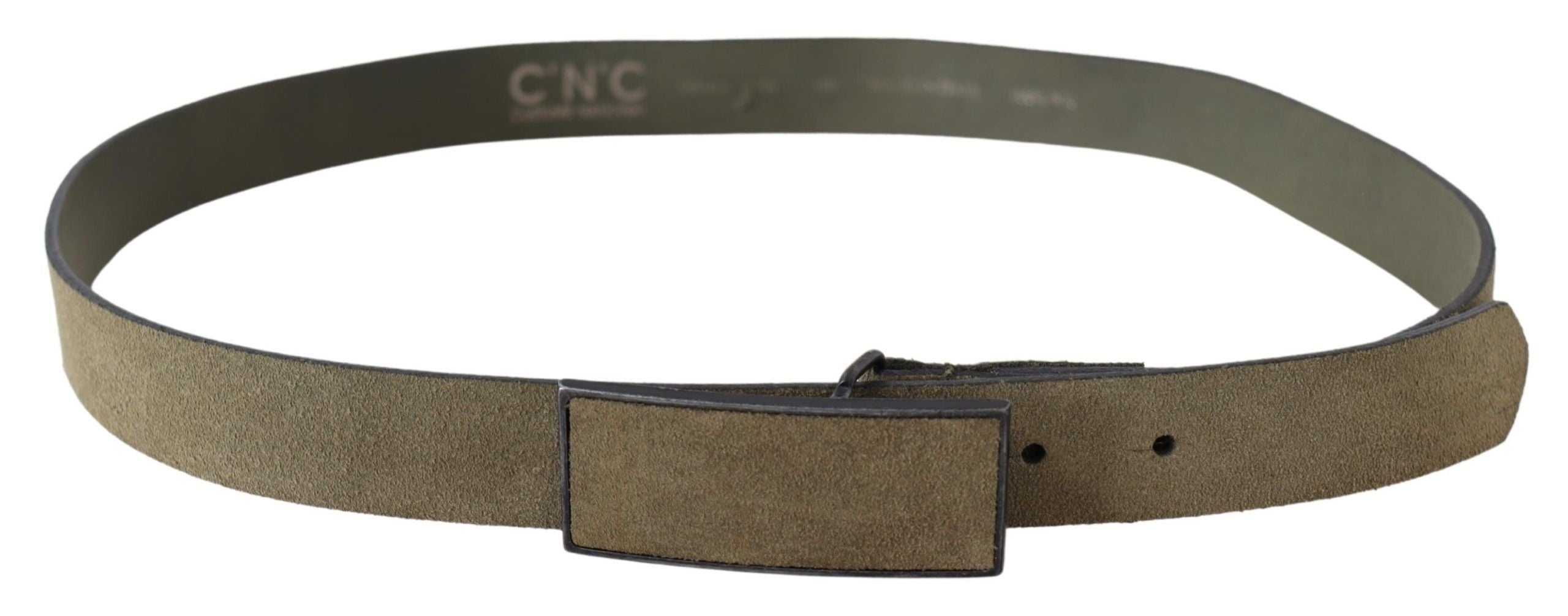 Costume National Chic Army Ceinture en cuir à boucle en velours vert