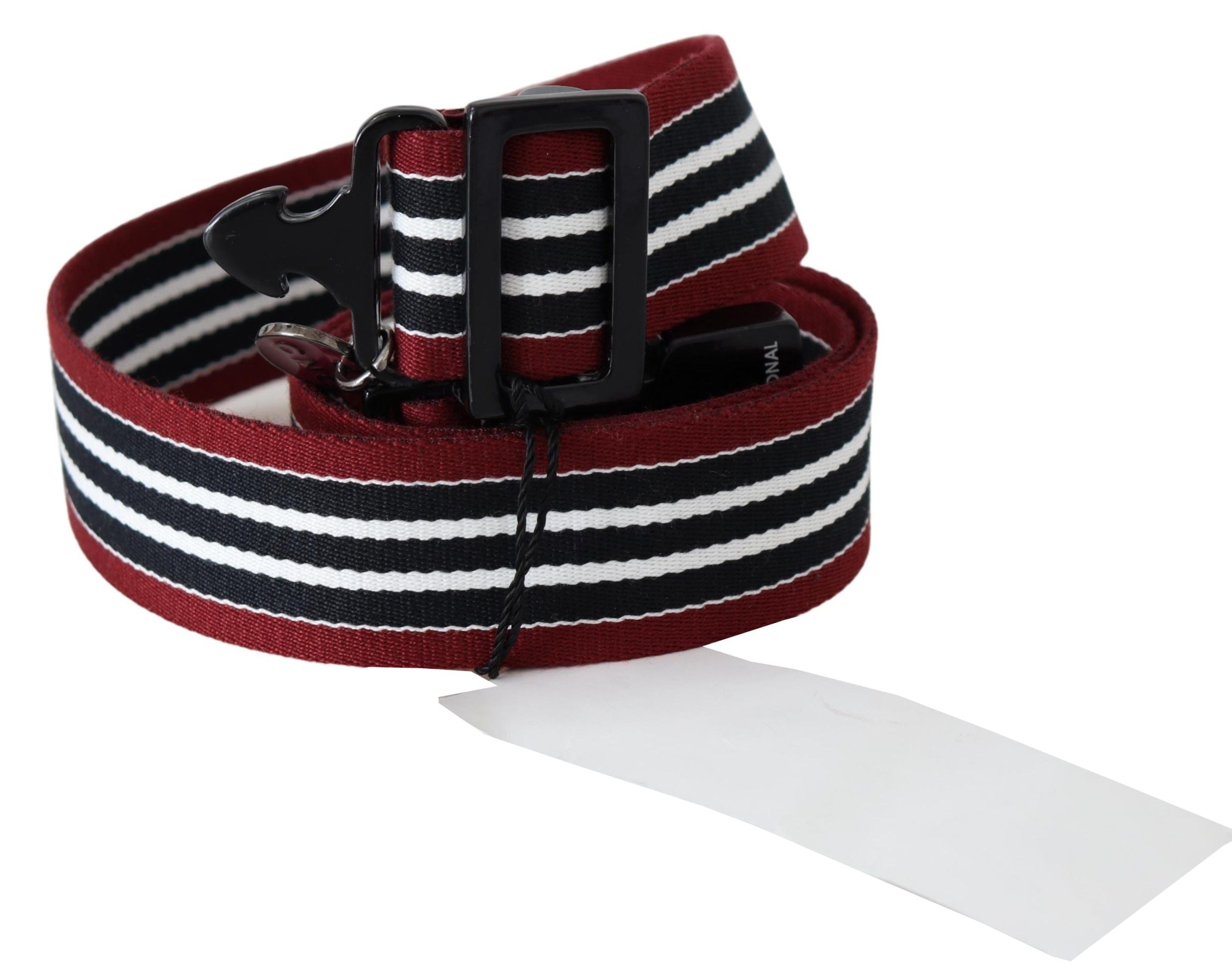 Costume National Ceinture tendance en cuir rayé noir et rouge