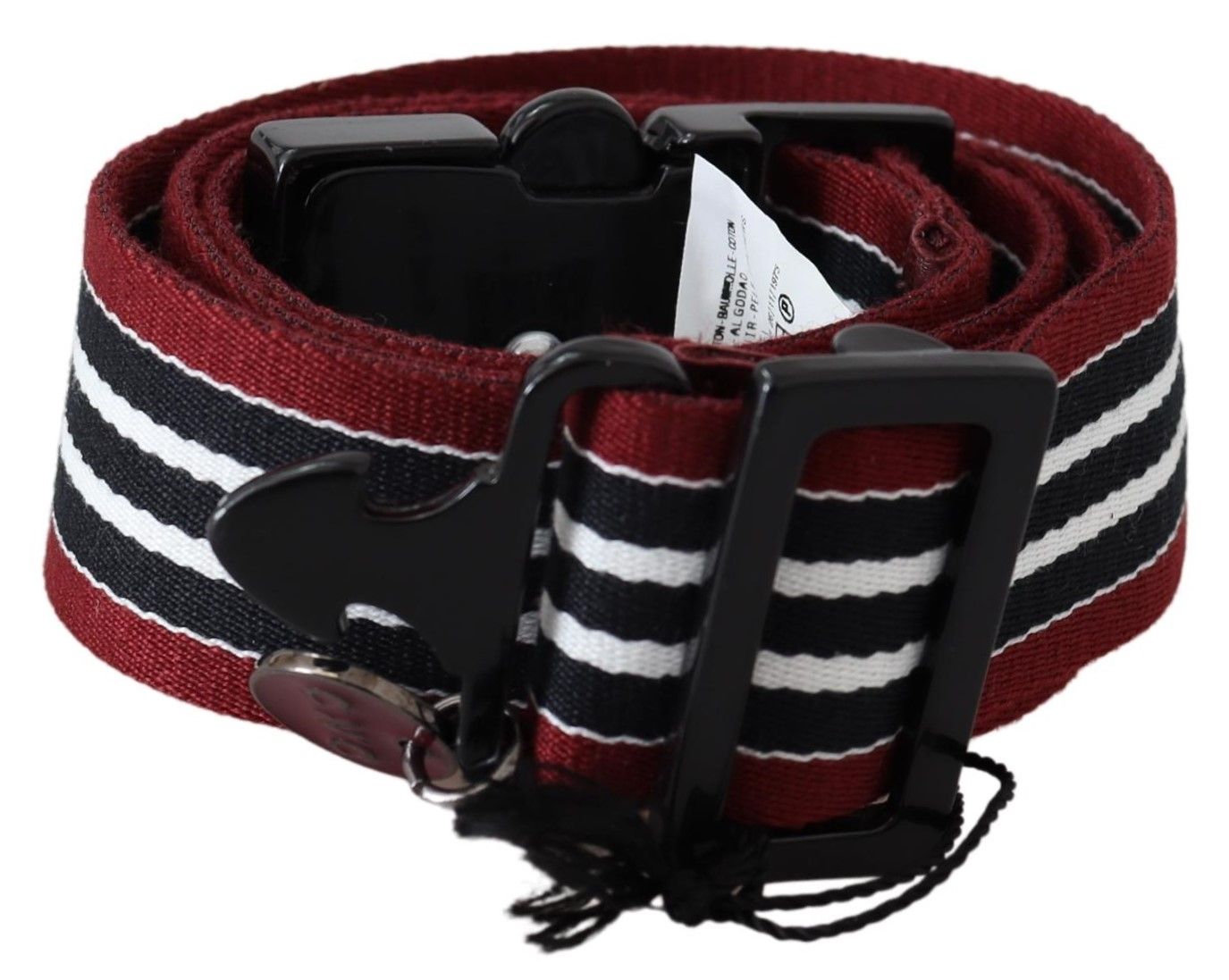 Costume National Ceinture tendance en cuir rayé noir et rouge