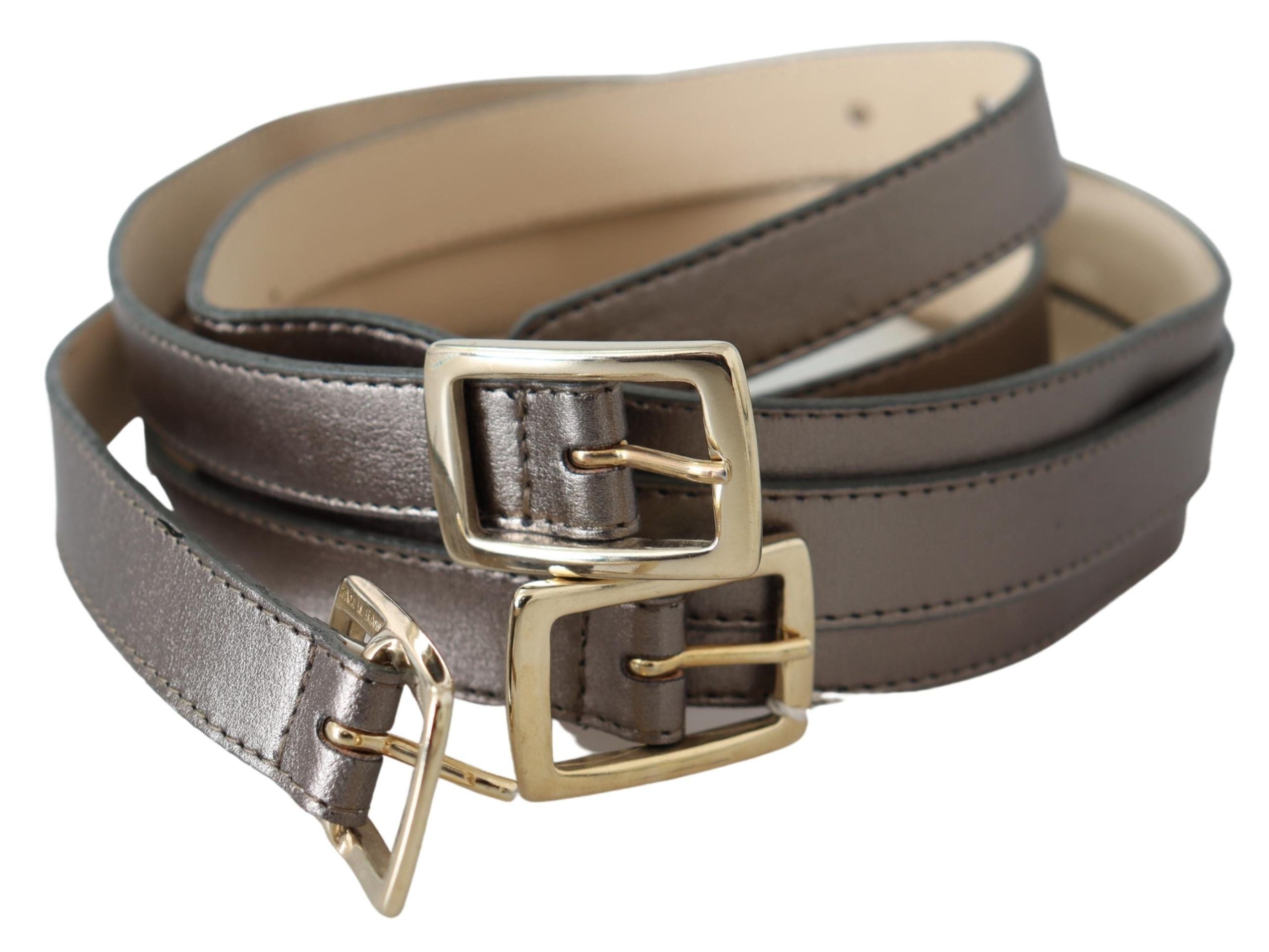 Ceinture tendance en cuir bronze métallisé GF Ferre