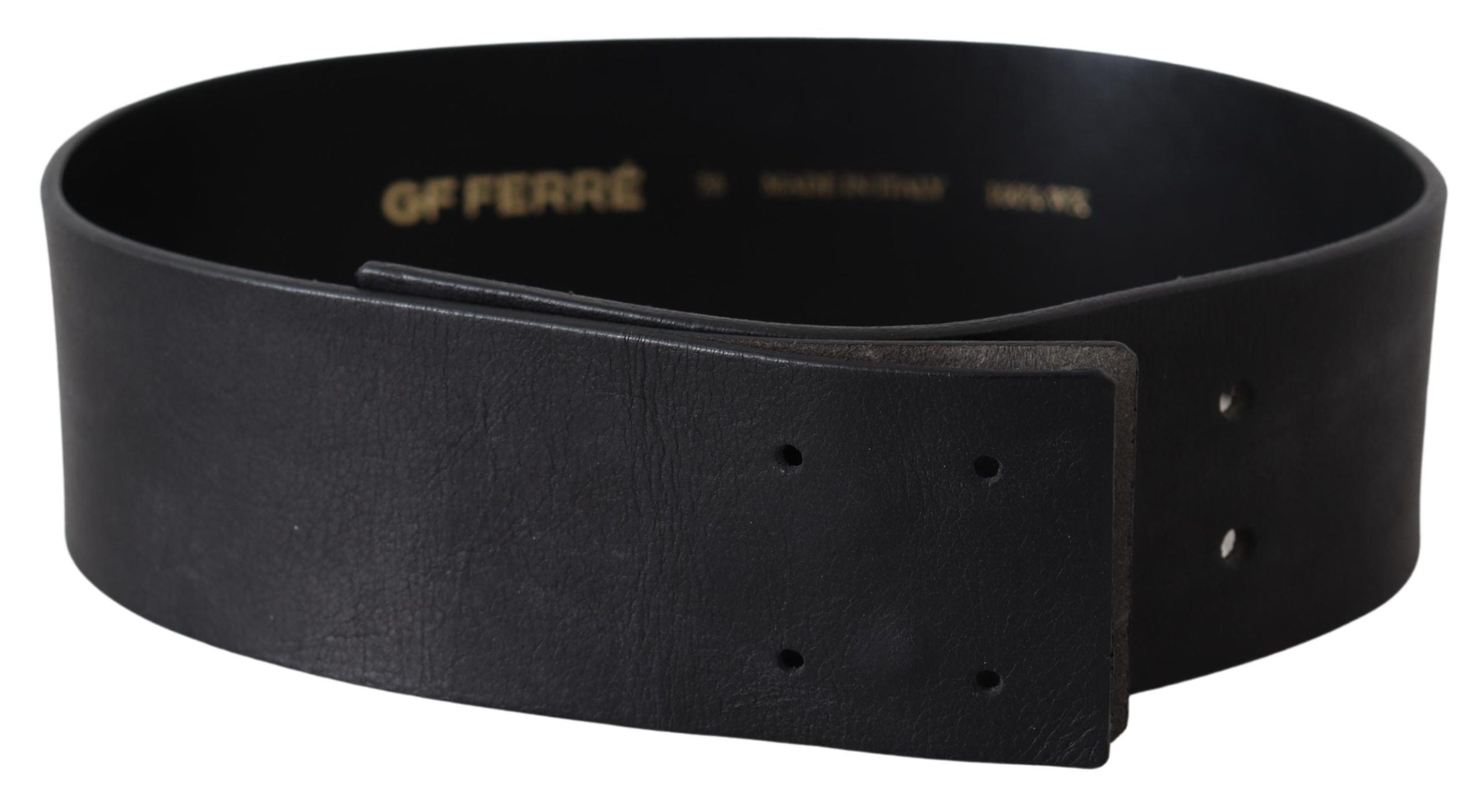 GF Ferre Ceinture élégante en cuir noir massif