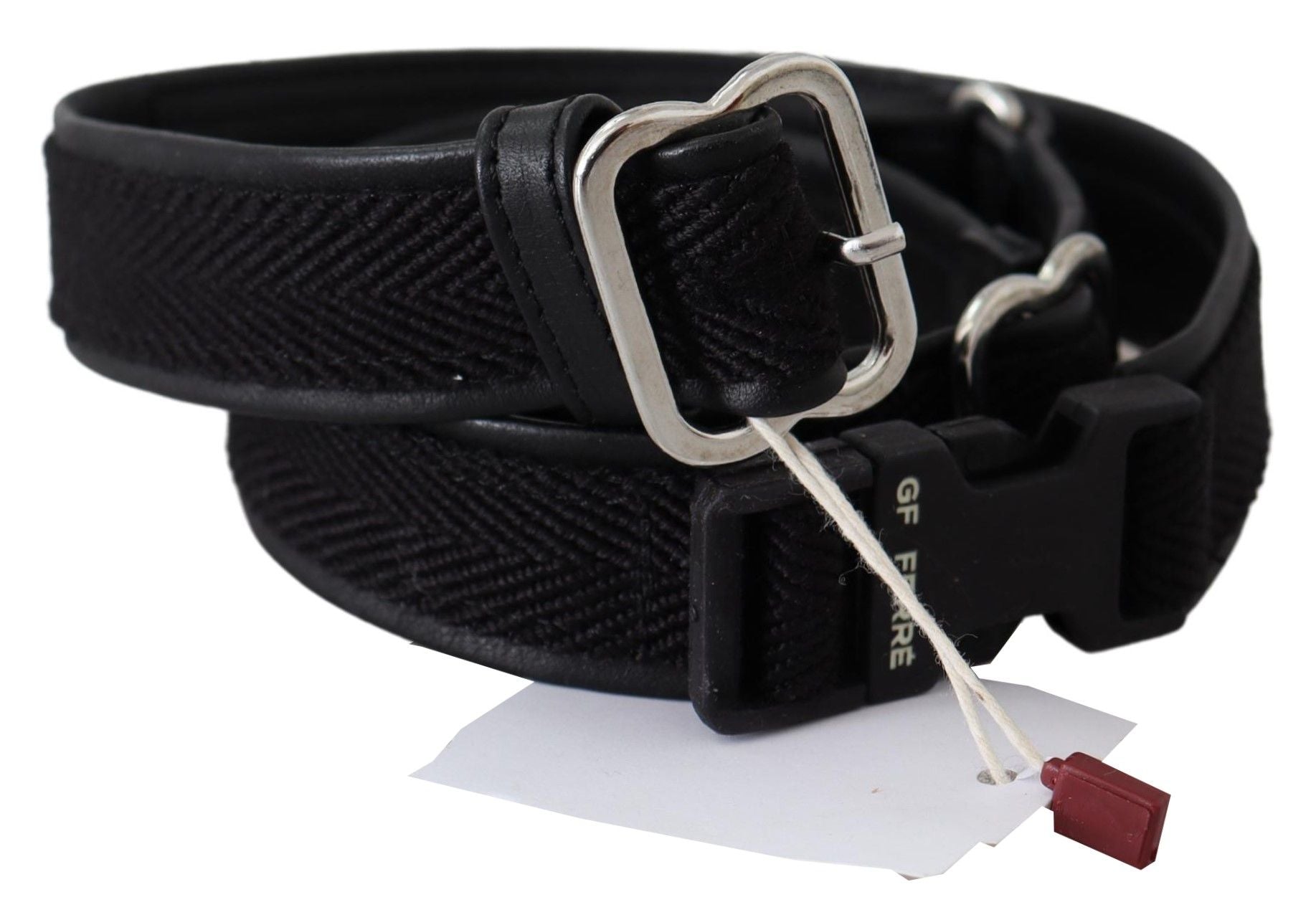 Ceinture GF Ferre Chic en cuir noir avec boucle chromée