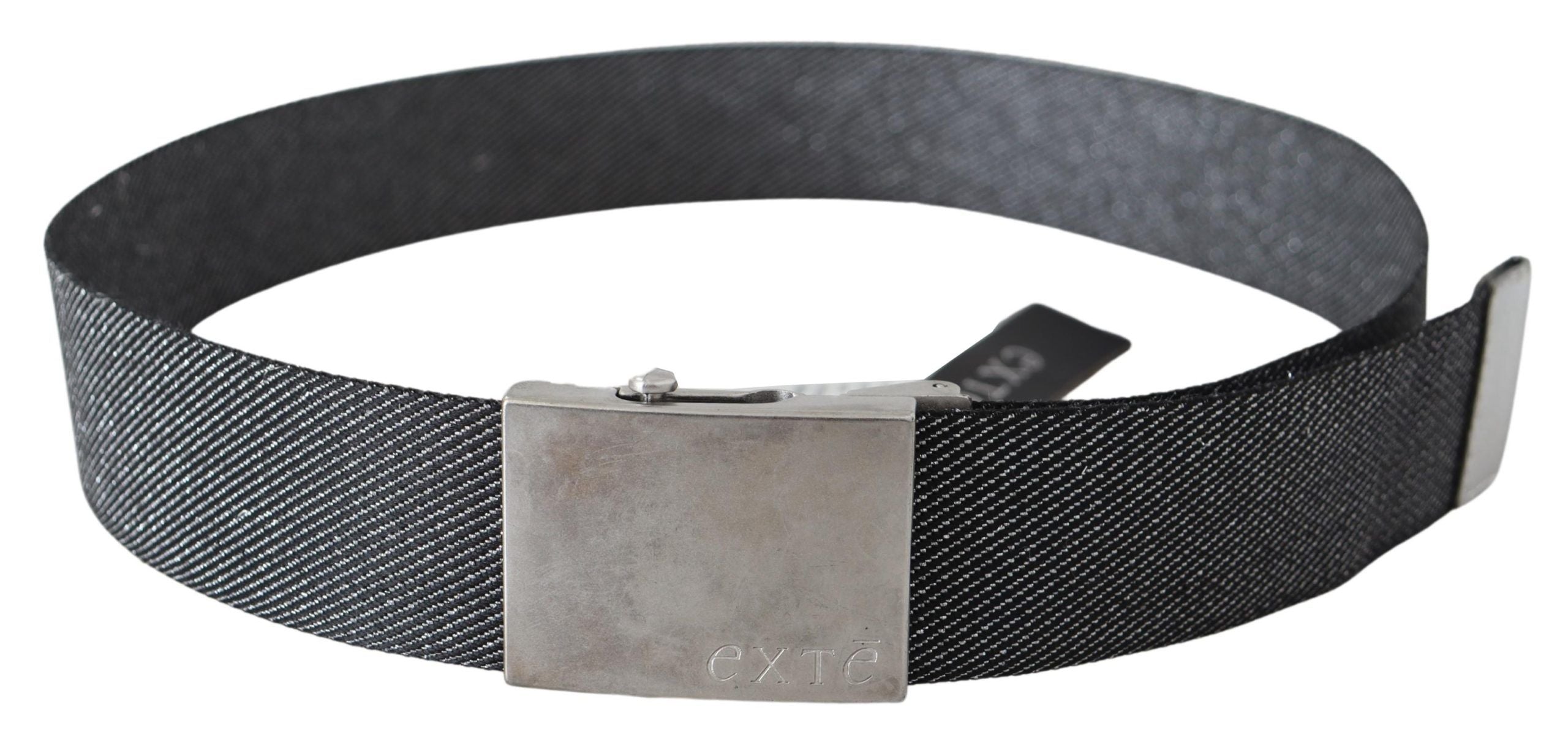 Ceinture élégante en toile noire Exte avec boucle argentée