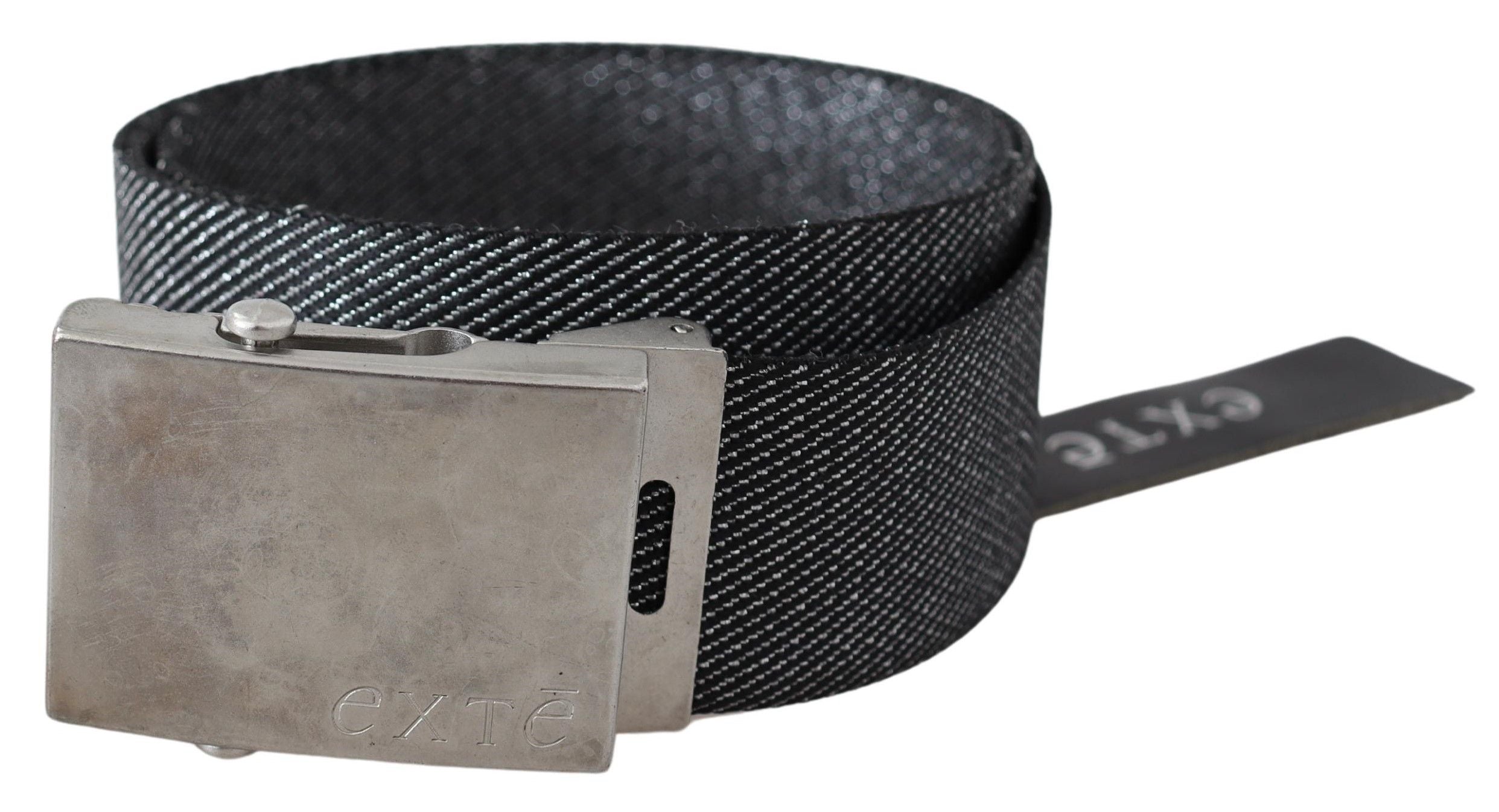 Ceinture élégante en toile noire Exte avec boucle argentée