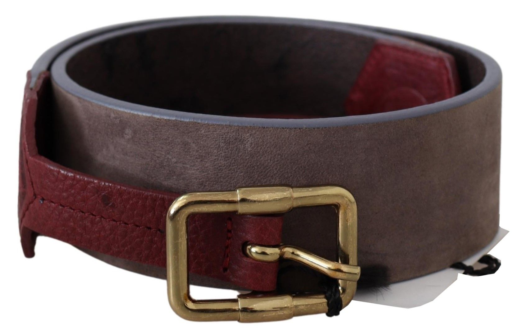 GF Ferre Ceinture élégante en cuir marron avec boucle dorée