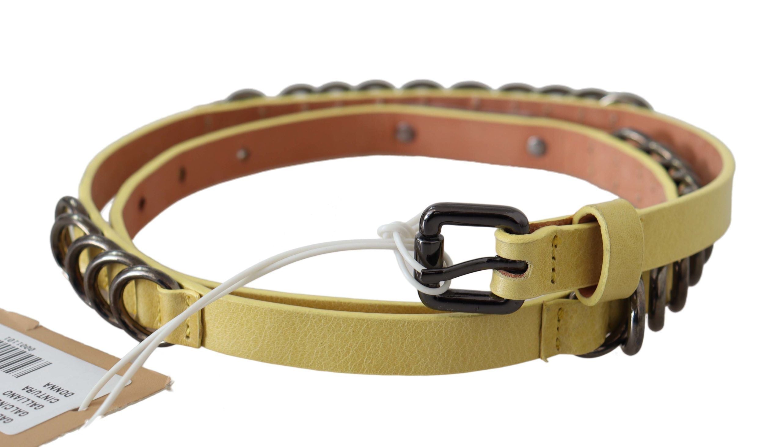 John Galliano Ceinture fine en cuir jaune chic