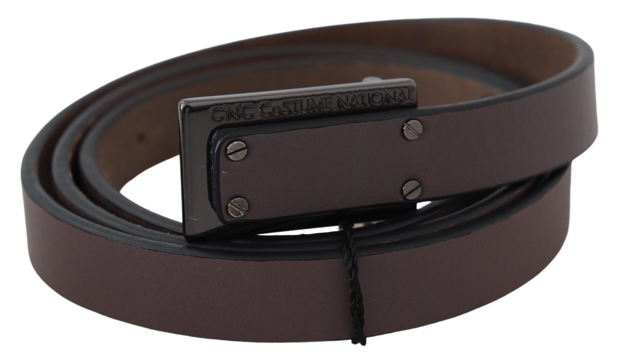 Costume National Ceinture élégante en cuir marron foncé