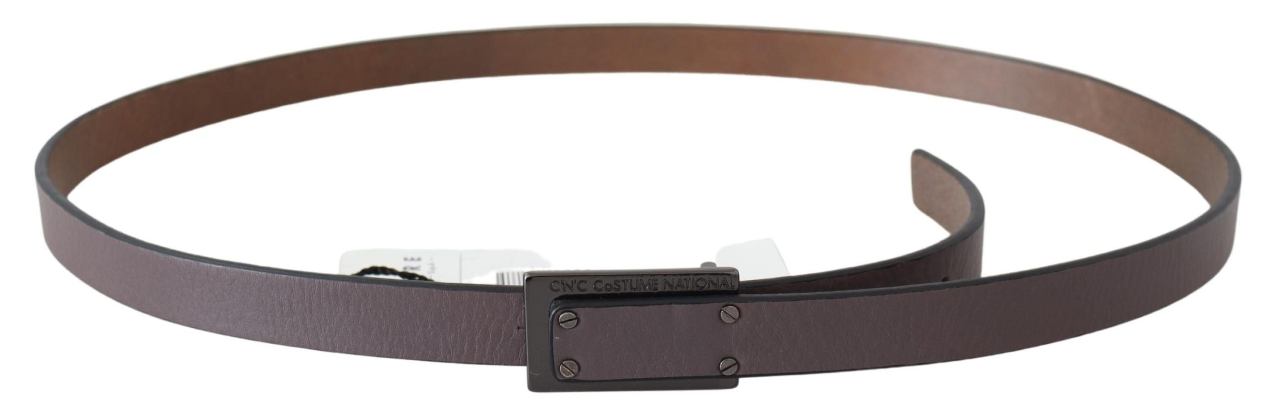 Costume National Ceinture élégante en cuir marron foncé